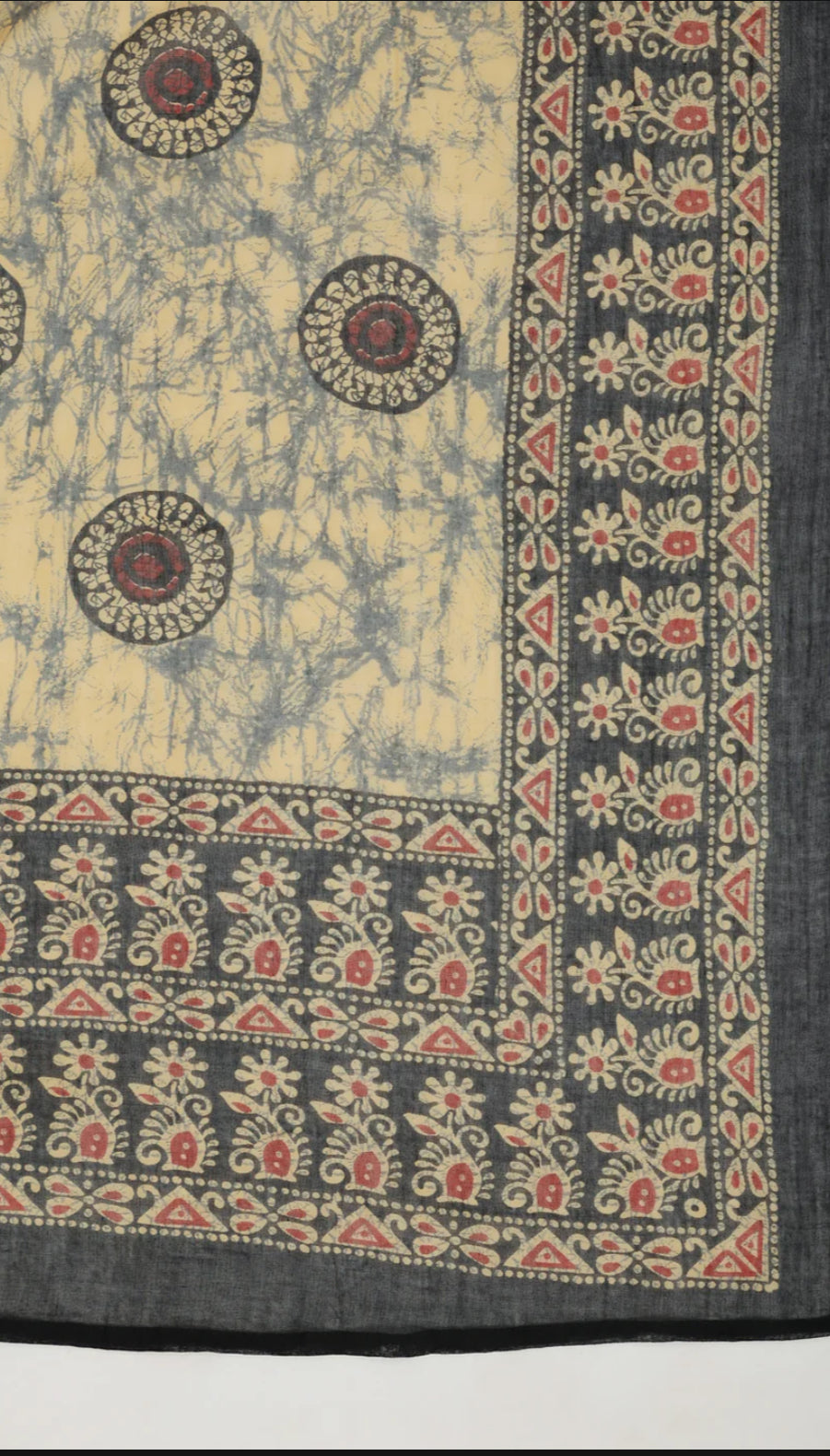 Black Cotton Batik Straight Kurta Set