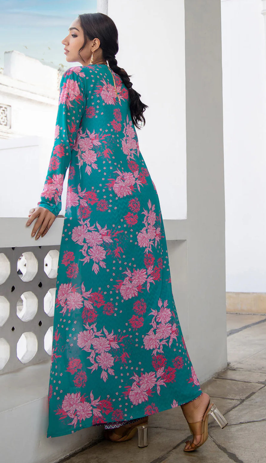 Multicolour Georgette Chevron 3 Piece Jacket Set