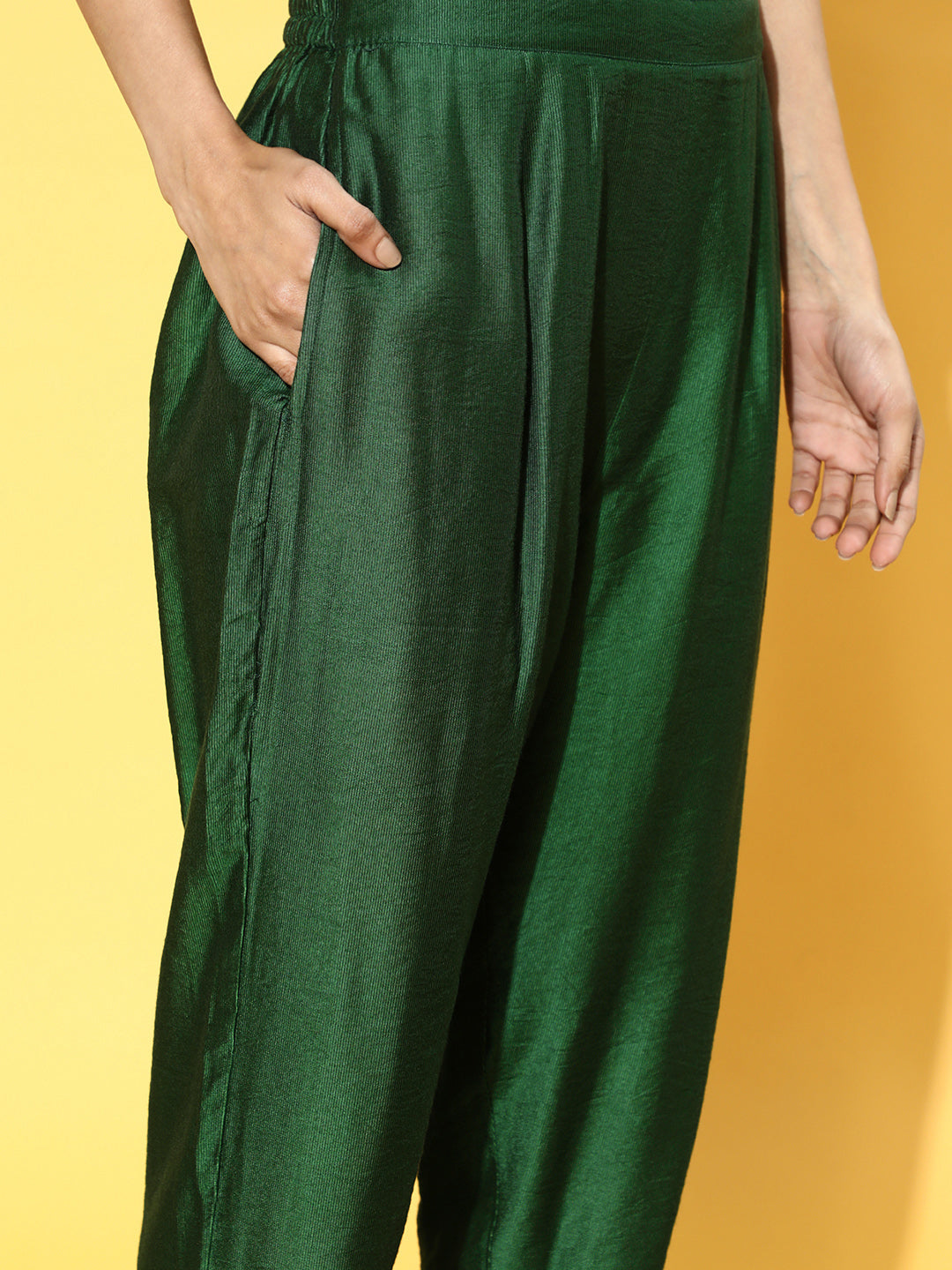 Indo Era Green Tie & Dye A-Line Kurta Palazzo With Dupatta Set