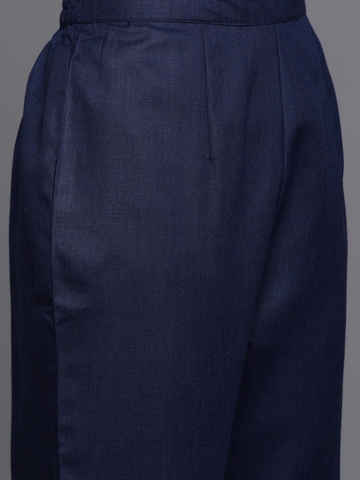 Indo Era Blue Embroidered A-Line Kurta Trousers With Dupatta Set