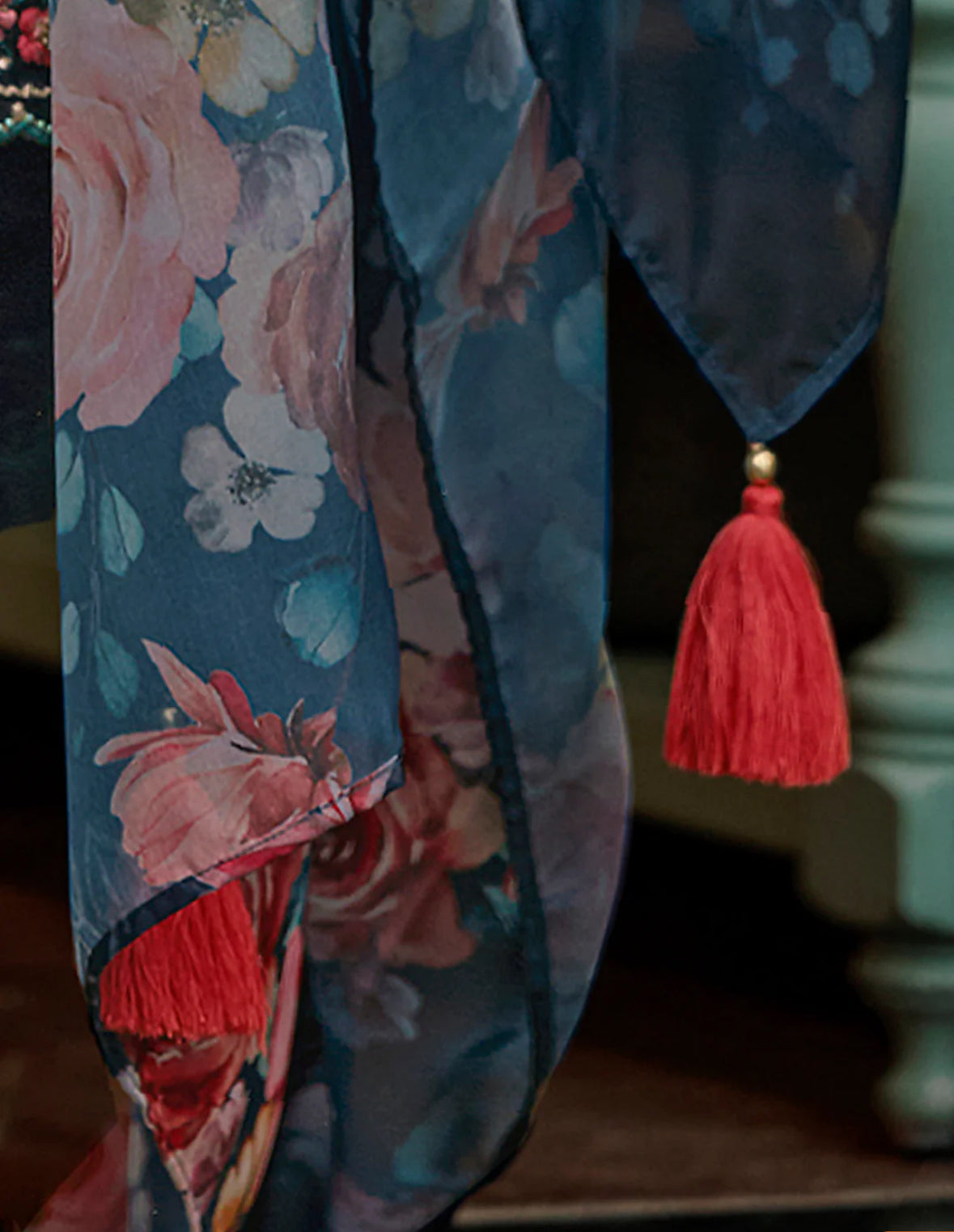 Blue Embroidered A-Line Kurta Trousers With Dupatta Set Indo-Silae