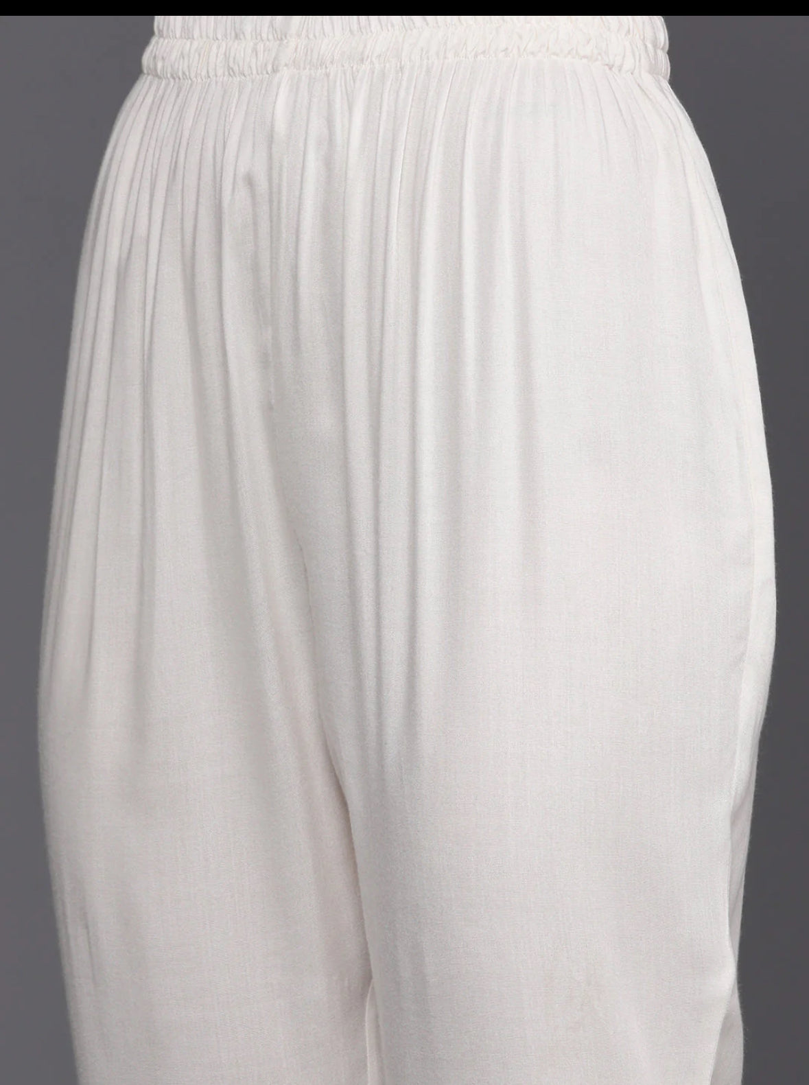 Cream Floral Embroidered Regular Thread Work Linen Kurta with Trousers & Dupatta Indo-Silae