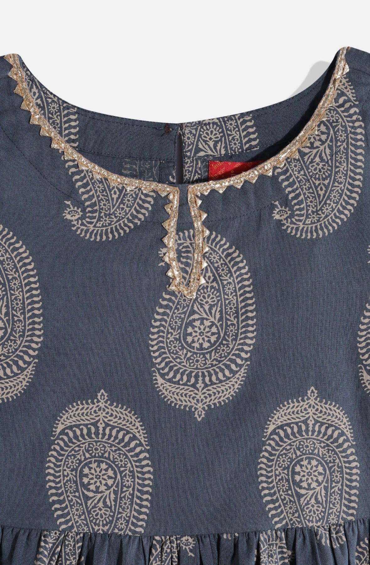 Ethnic Motifs Printed Pleated Gotta Patti Kurta with Sharara Indo-Silae