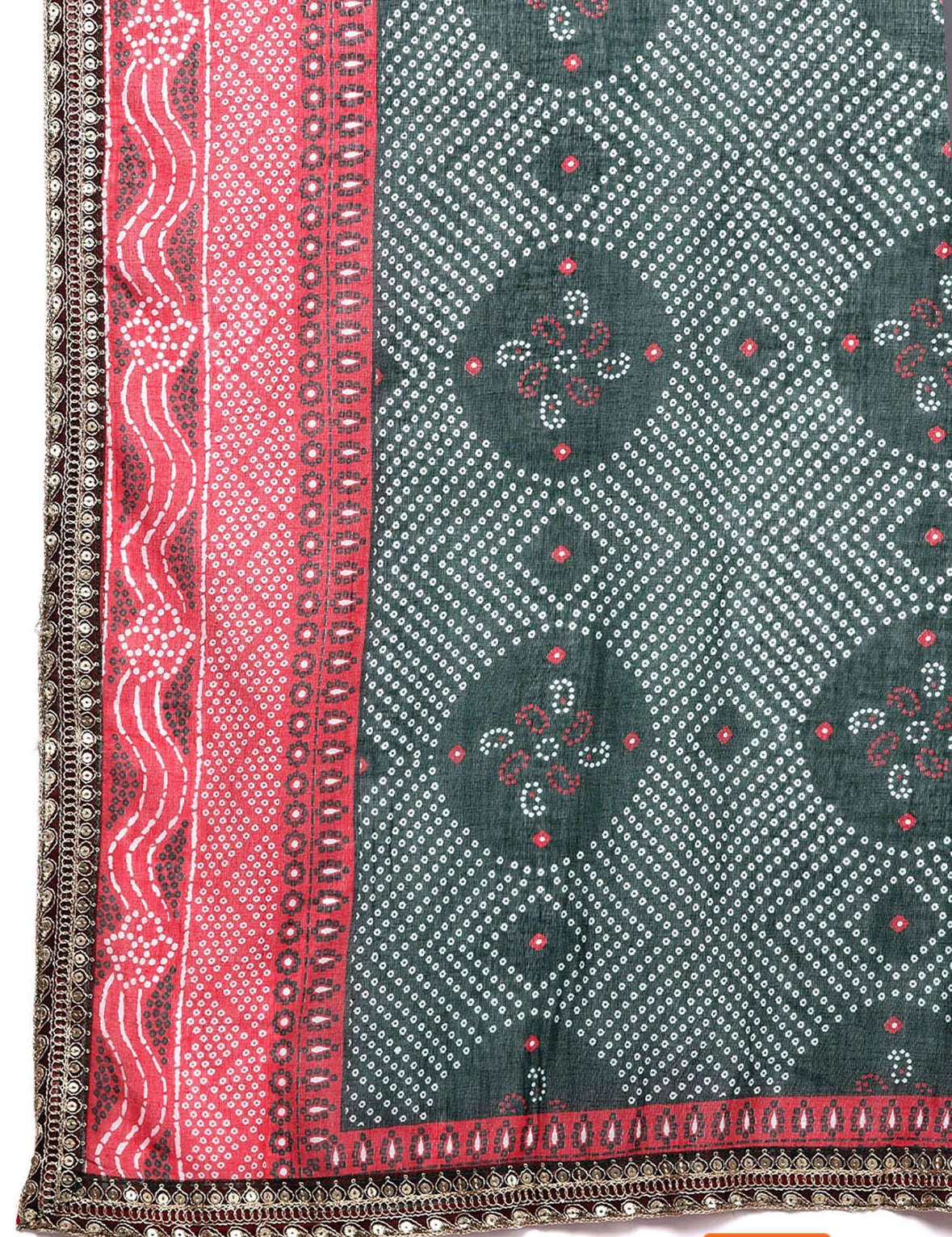 Era Green Printed Anarkali Kurta Trousers With Dupatta Set Indo-Silae