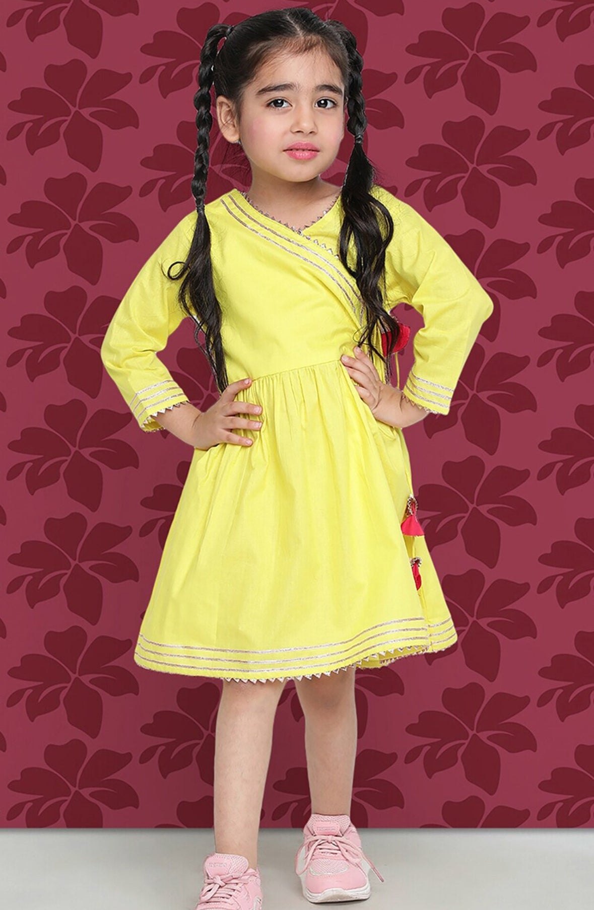 V-Neck Gotta Patti Fit & Flare Dress