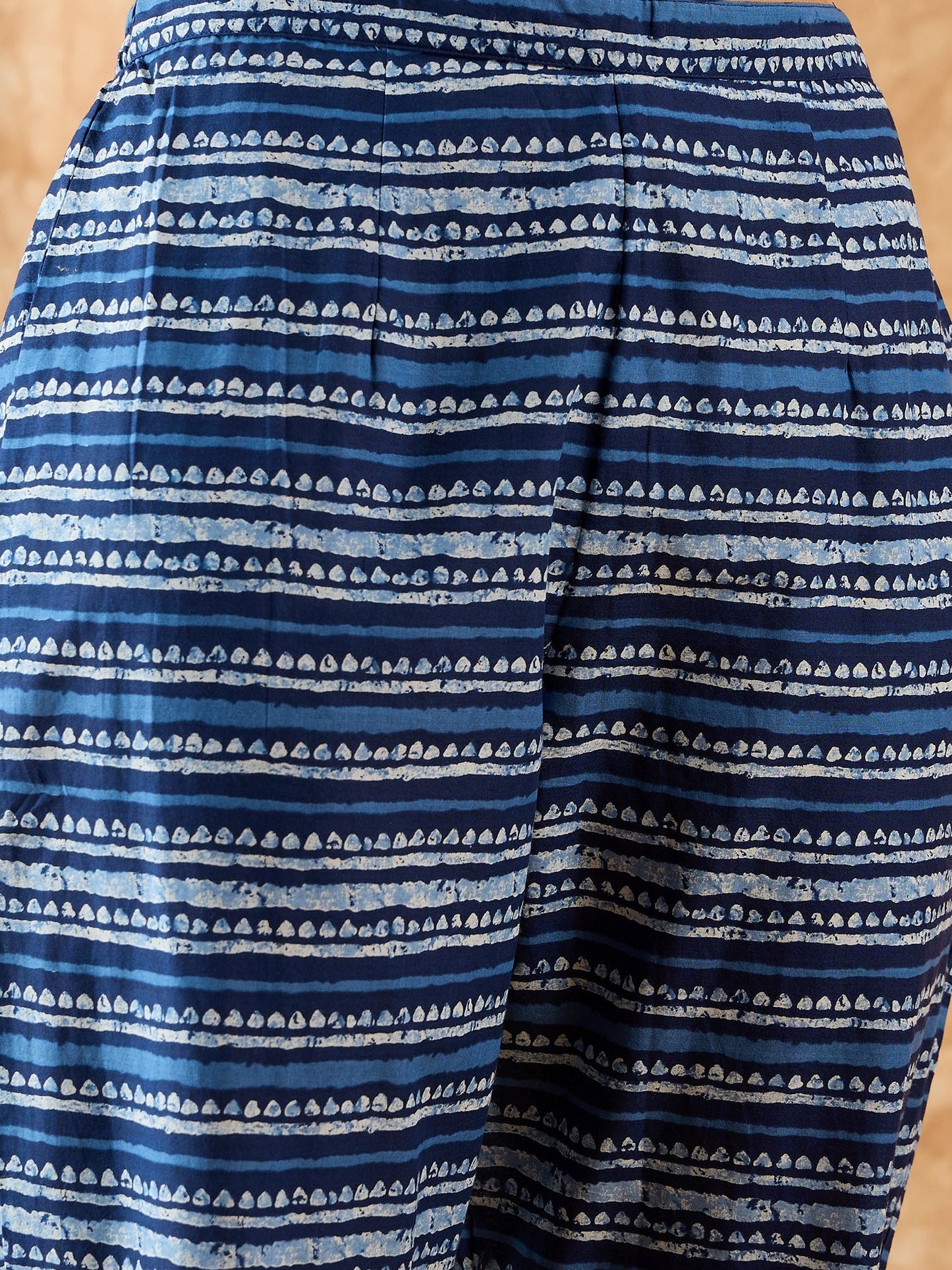 Indo Era Blue Printed A-line Kurta Trouser With Dupatta Set