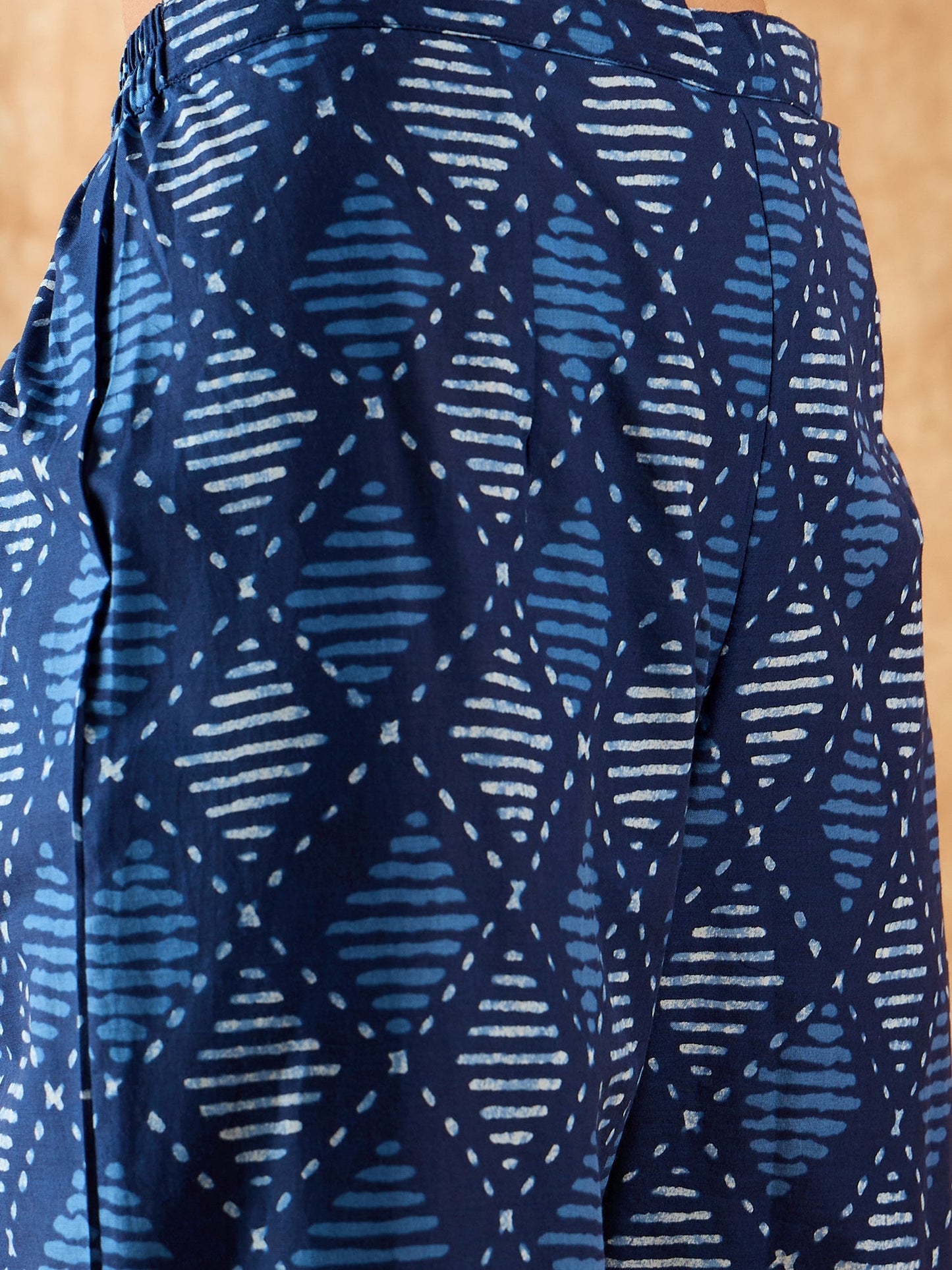 Indo Era Blue Printed Straight Kurta Palazzo With Dupatta Set
