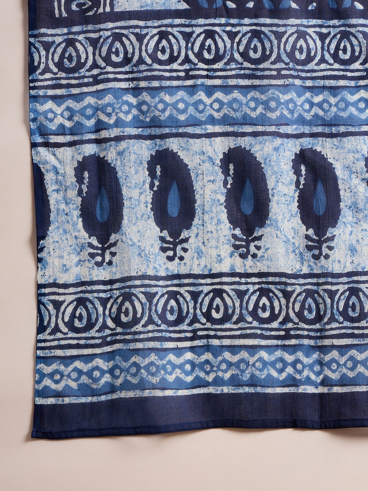 Indo Era Blue Printed Straight Kurta Palazzo With Dupatta Set