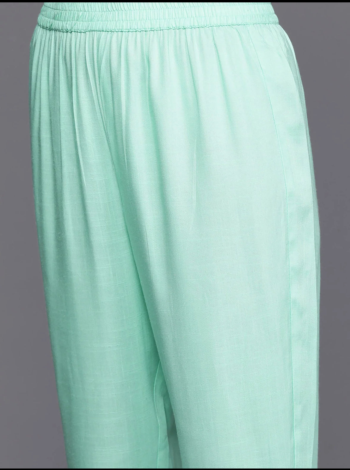 Sea Green Embroidered Ethnic Straight Kurta Trousers With Dupatta Set Indo-Silae