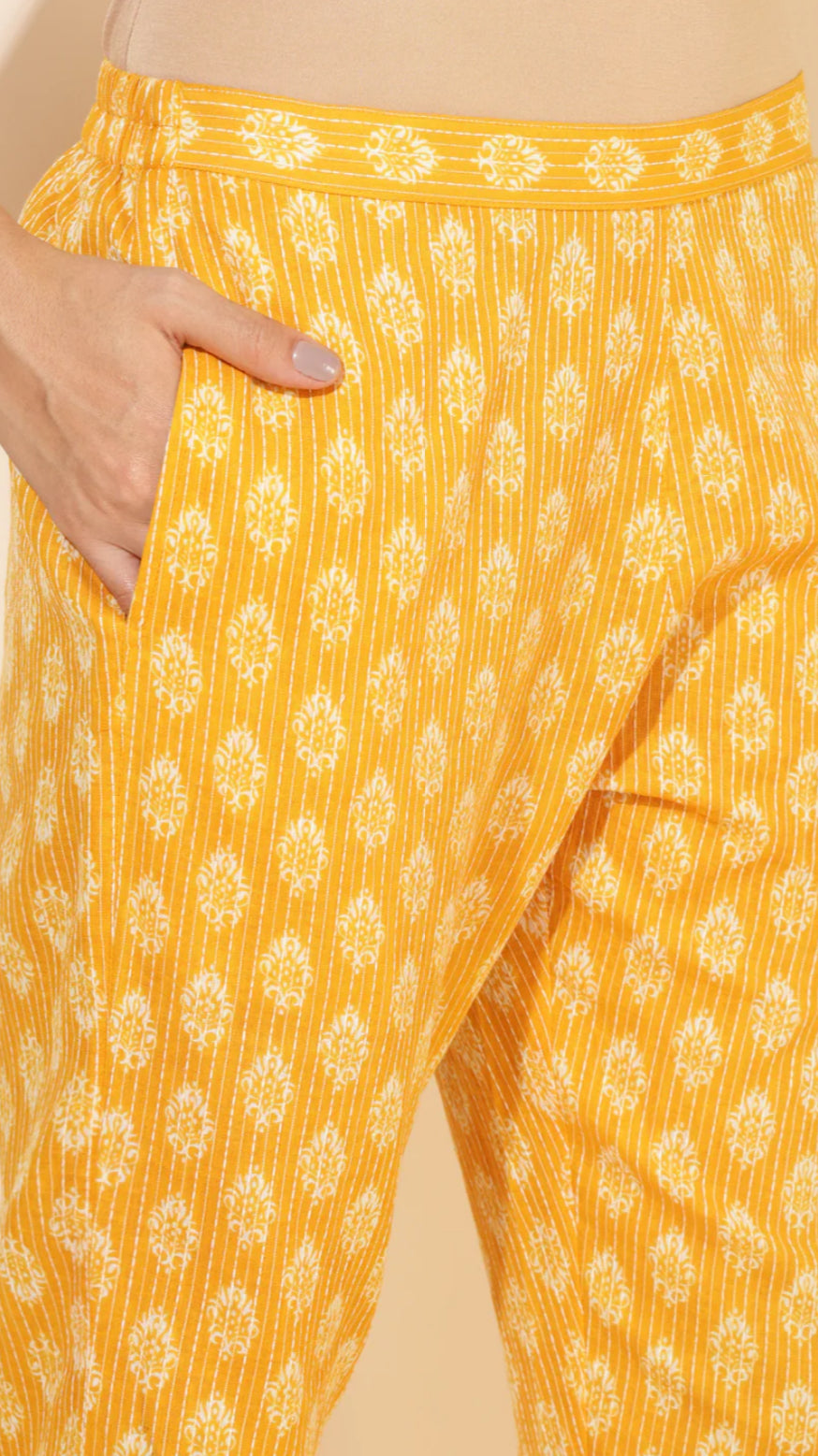 Blue Cotton Floral Regular Kurta Set
