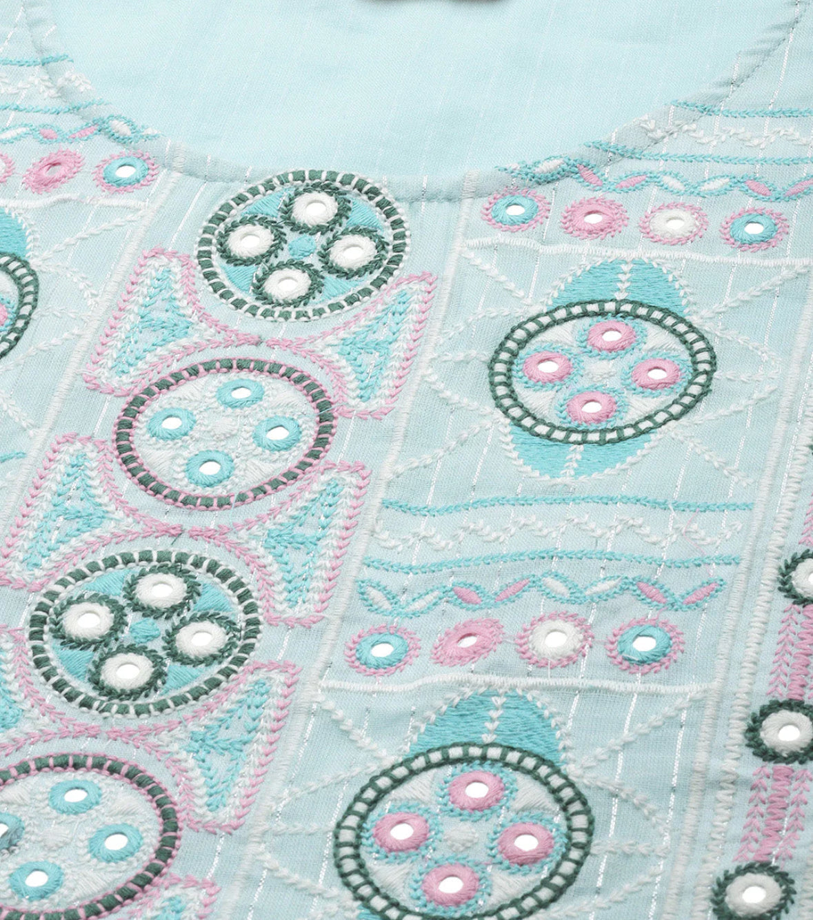 Blue Embroidered A-line Dress Indo-Silae
