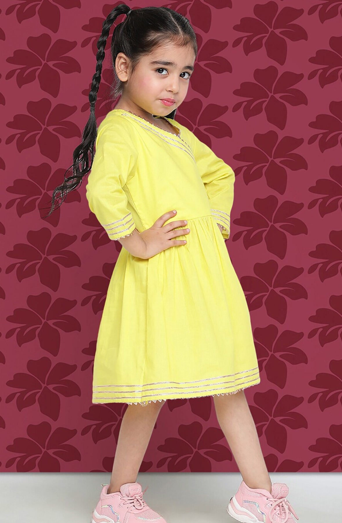 V-Neck Gotta Patti Fit & Flare Dress