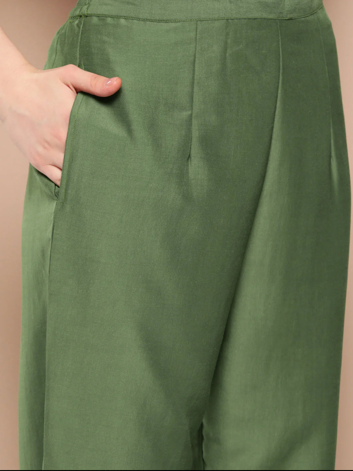 Green Embroidered Straight Kurta Trousers With Dupatta Set