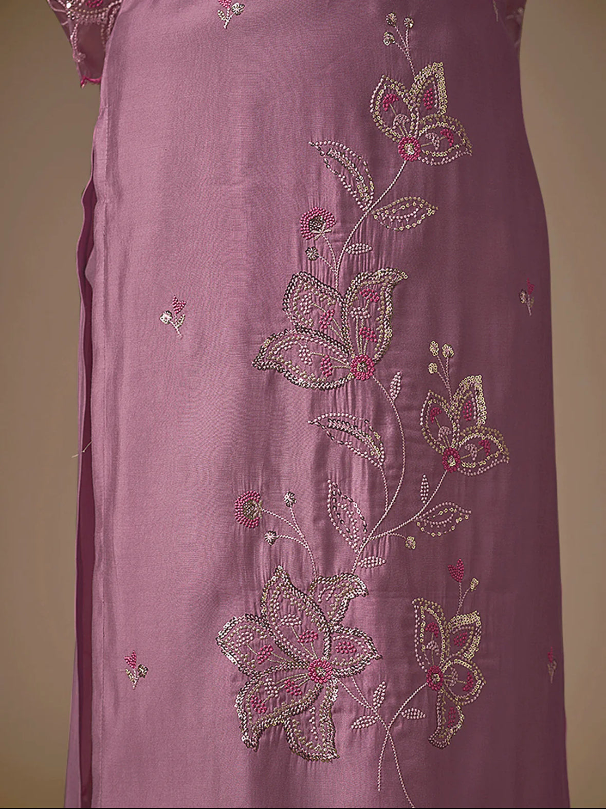 Lavender Embroidered Straight Kurta Trousers With Dupatta Set Silae: Shop Ethnic & Western Wear for Women