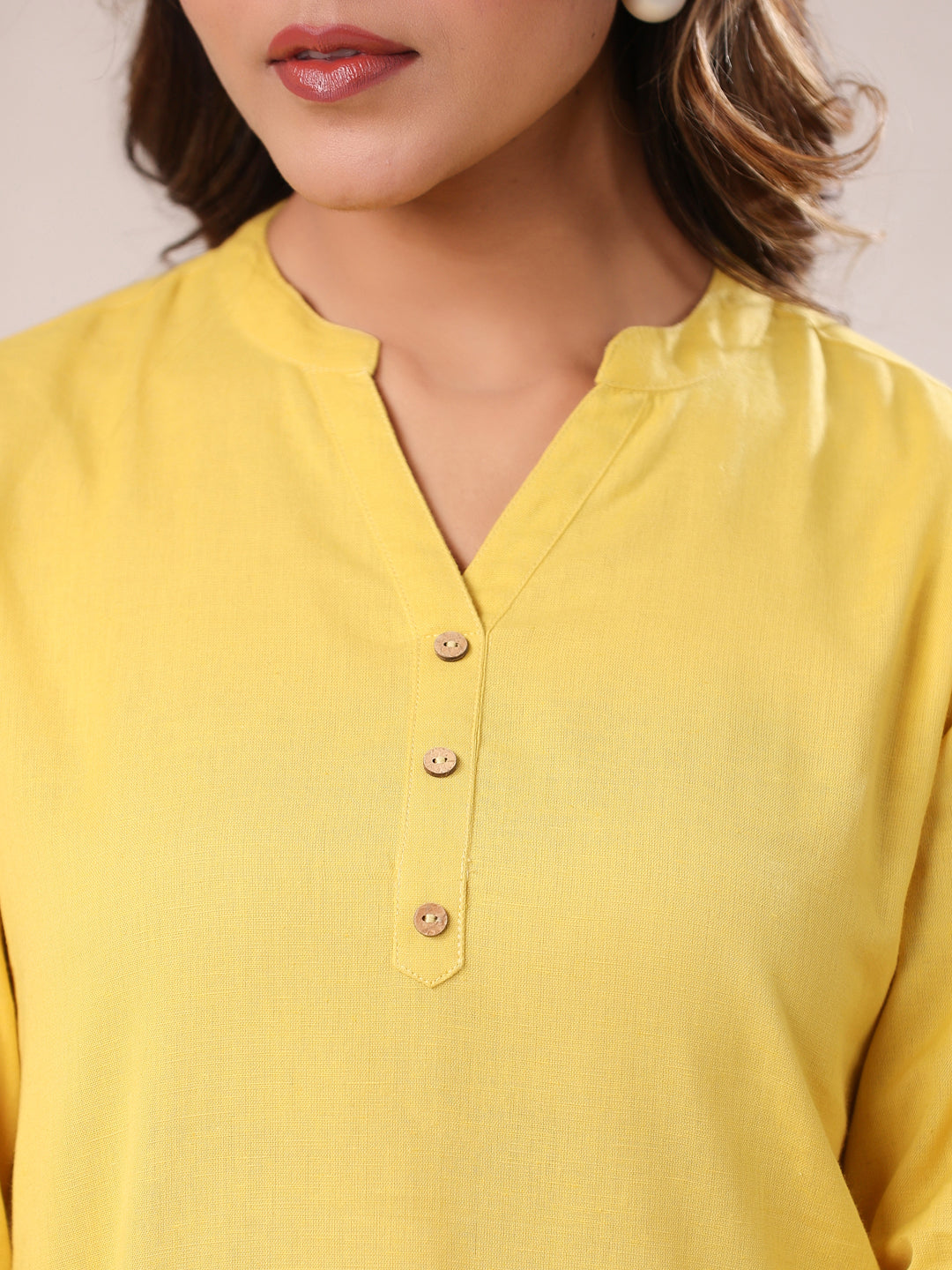 Yellow Cotton Solid A-line & Co-ord Set