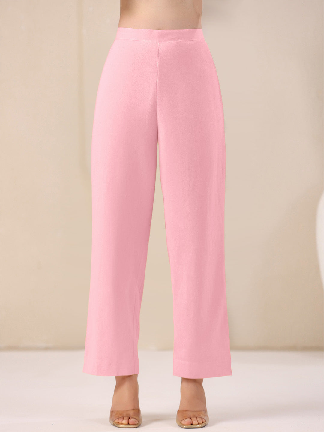 Pink Cotton Solid A-line & Co-ord Set