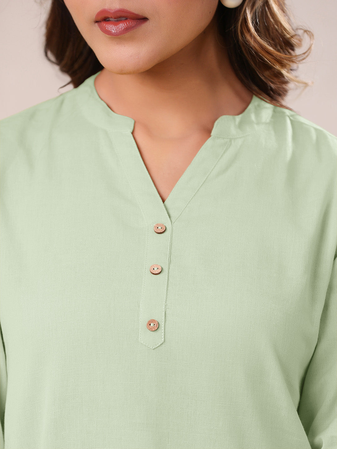 Mint Green Cotton Solid A-line & Co-ord Set