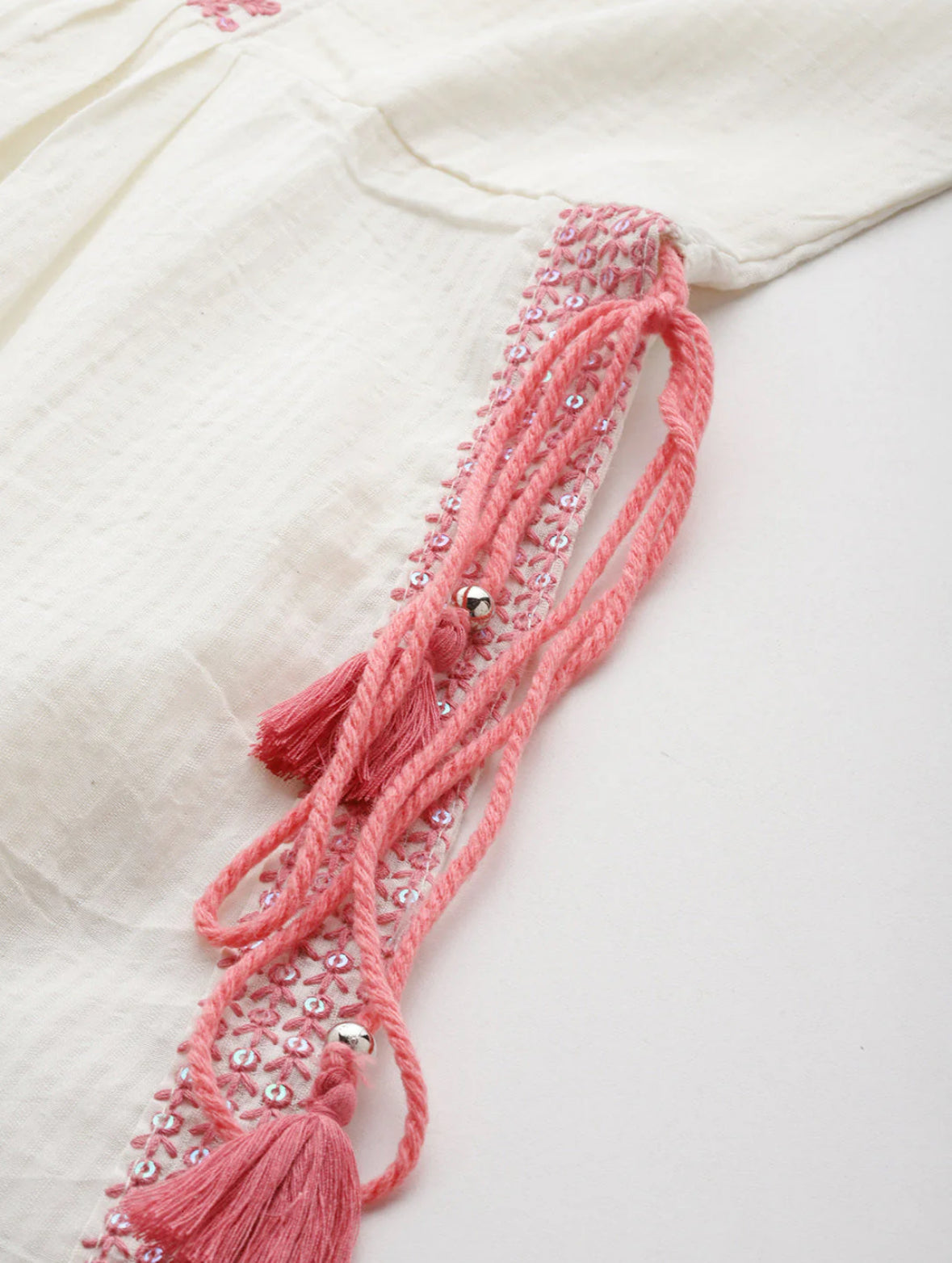 Pink Embroidered A-Line Kurta Trousers With Dupatta Set Indo-Silae