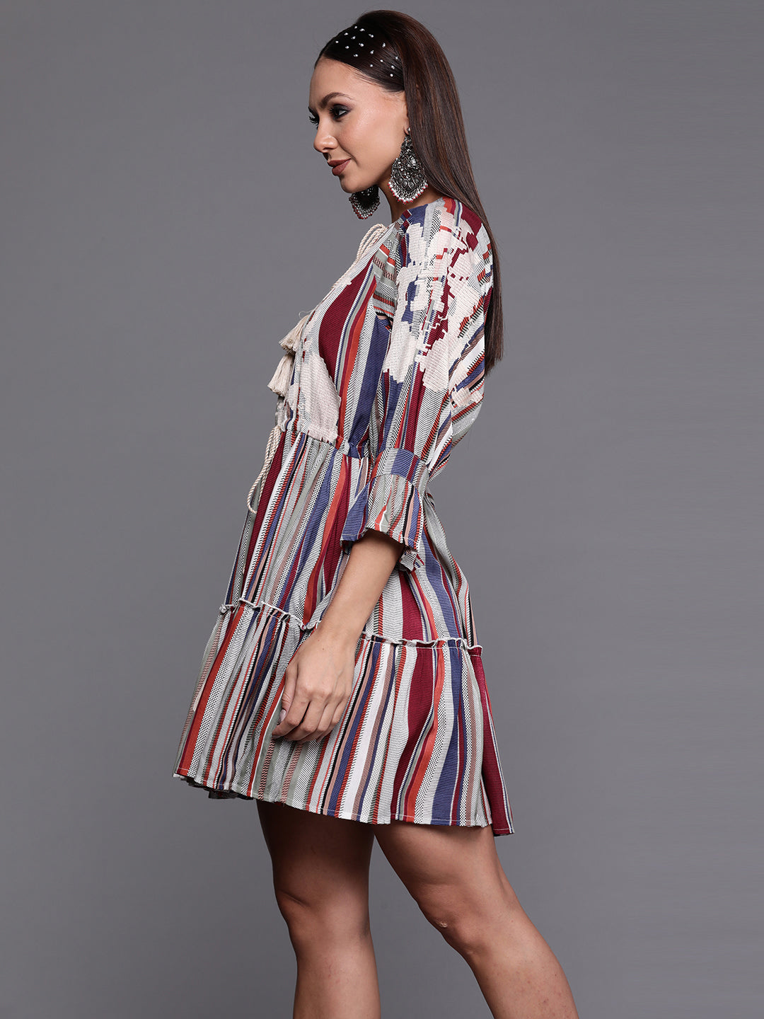 Multi Color Abstract Printed A-line Dresses