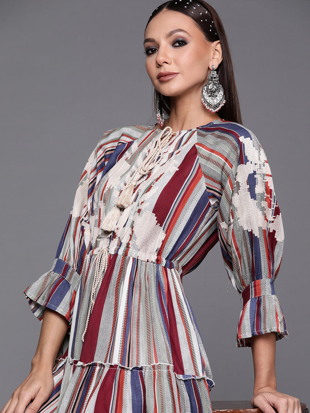 Multi Color Abstract Printed A-line Dresses