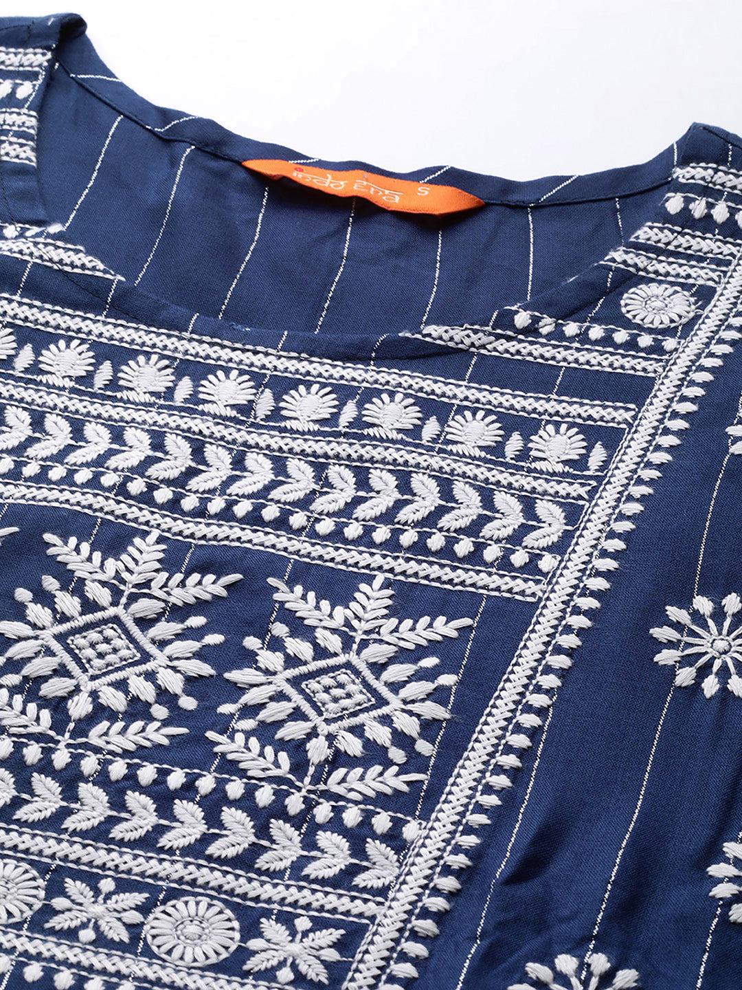 Indo Era Blue Embroidered A-Line Ethnic Dress