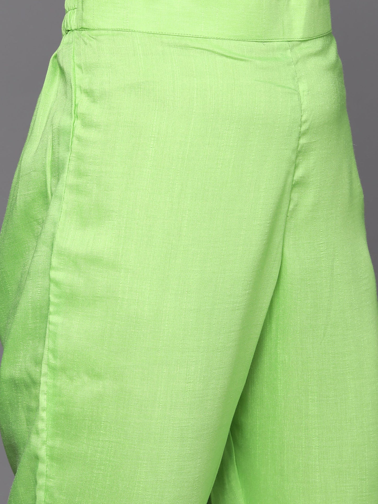 Indo Era Green Embroidered Straight Kurta Trouser With Dupatta Set