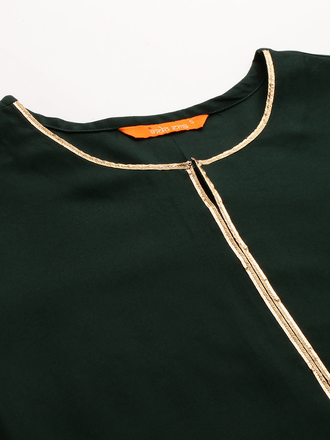 Indo Era Green Foil Printed Straight Kurtas
