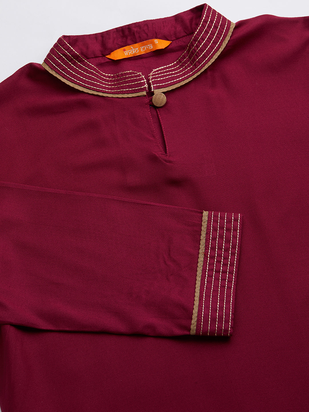 Indo Era Magenta Foil Printed Straight Kurtas
