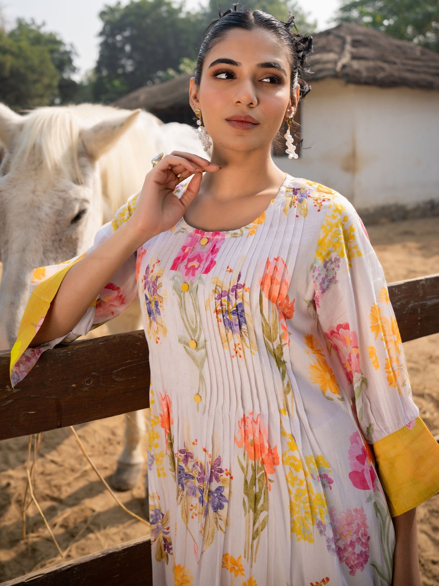 Multi Printed A-Line Kurta Trousers Set