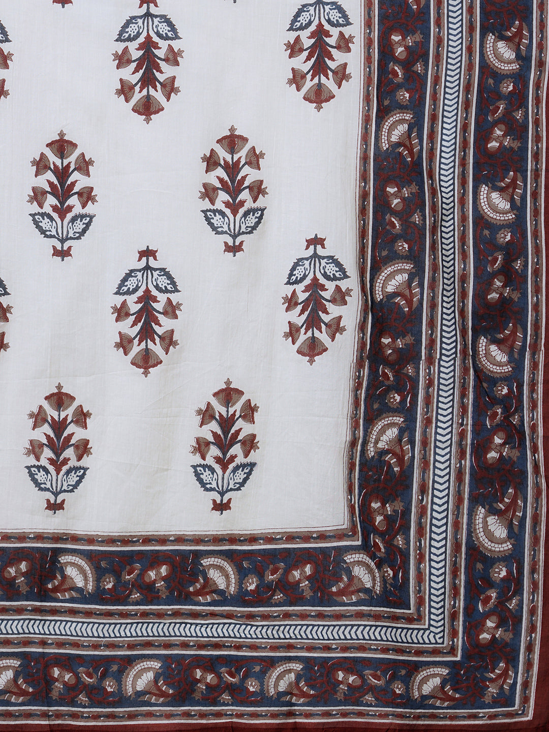 Indo Era Blue Printed Straight Kurta Salwar With Dupatta Set