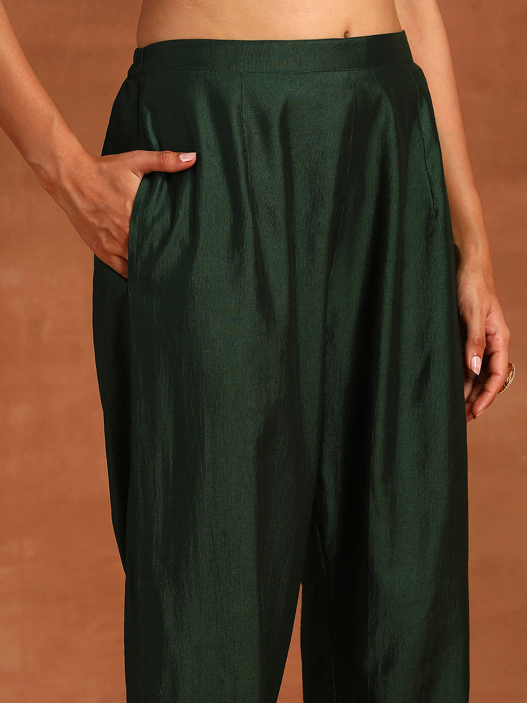 Indo Era Green Embroidered Straight Kurta Trousers With Dupatta Set