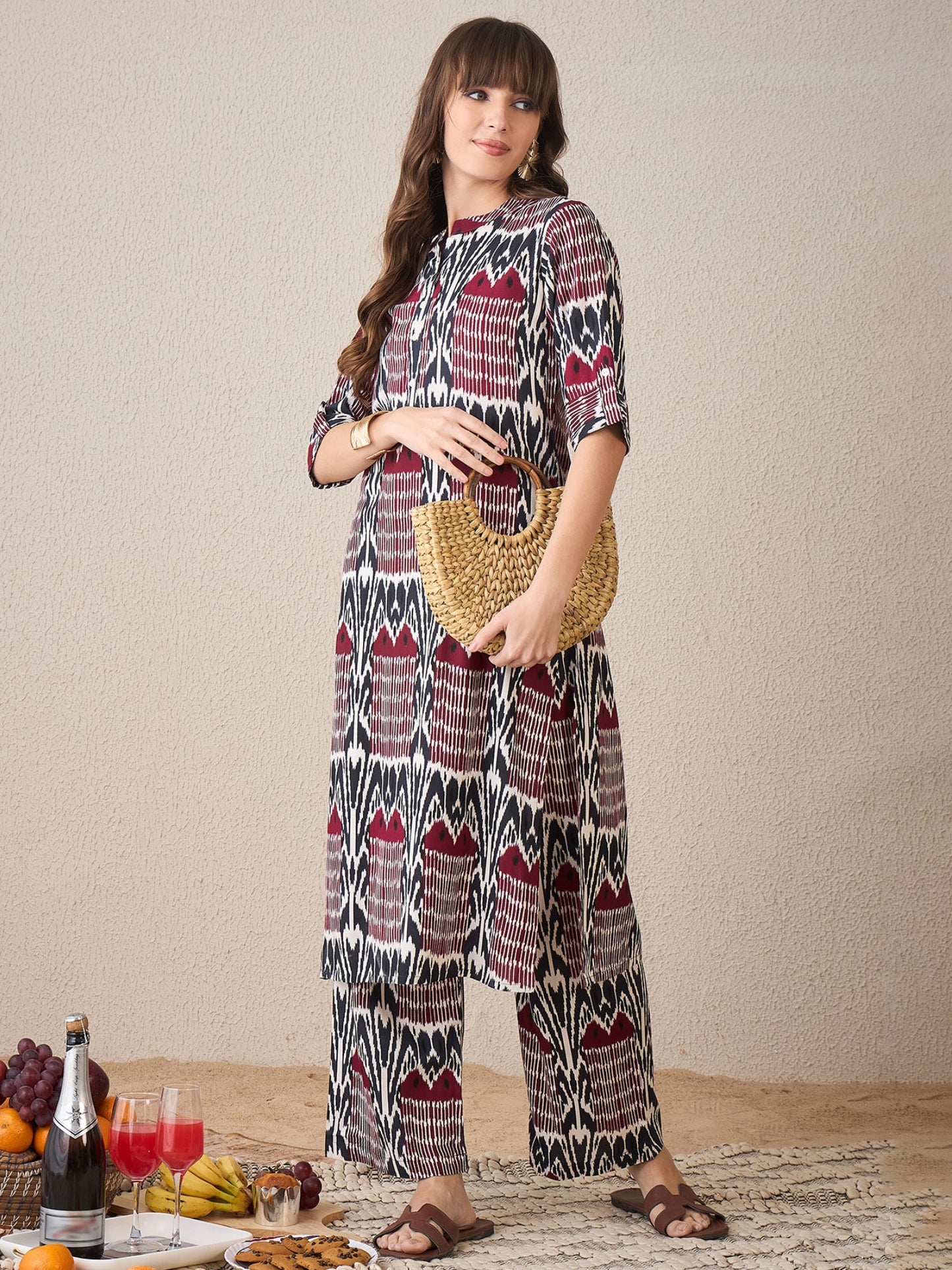 Multi Printed Straight Kurta Palazzos Set