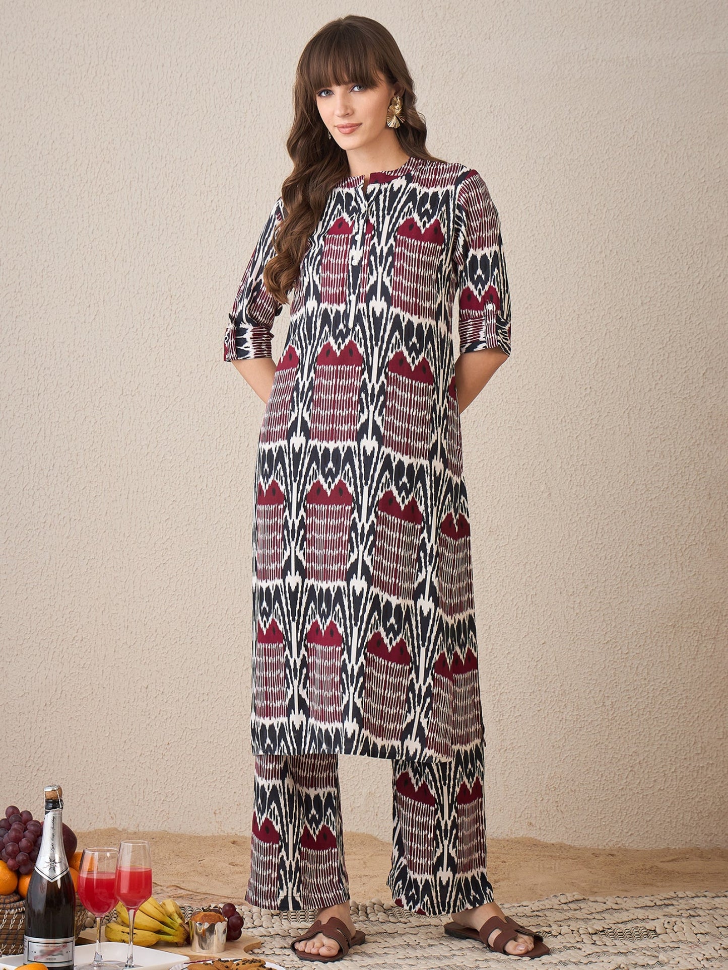 Multi Printed Straight Kurta Palazzos Set