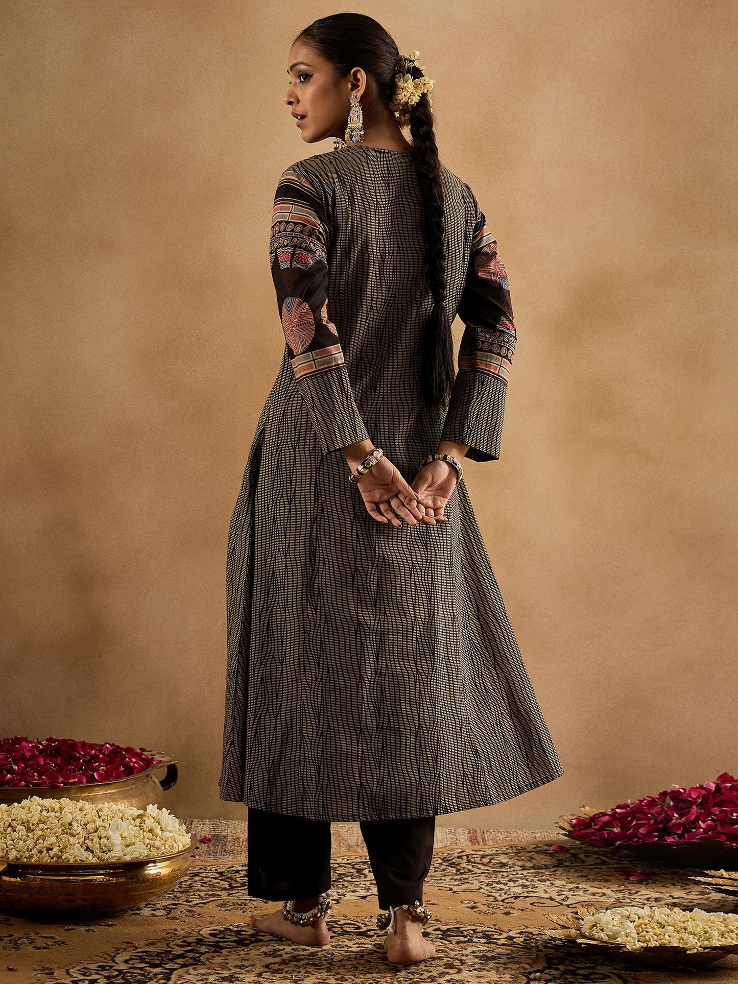 Multi Printed A-Line Kurta Trousers Set