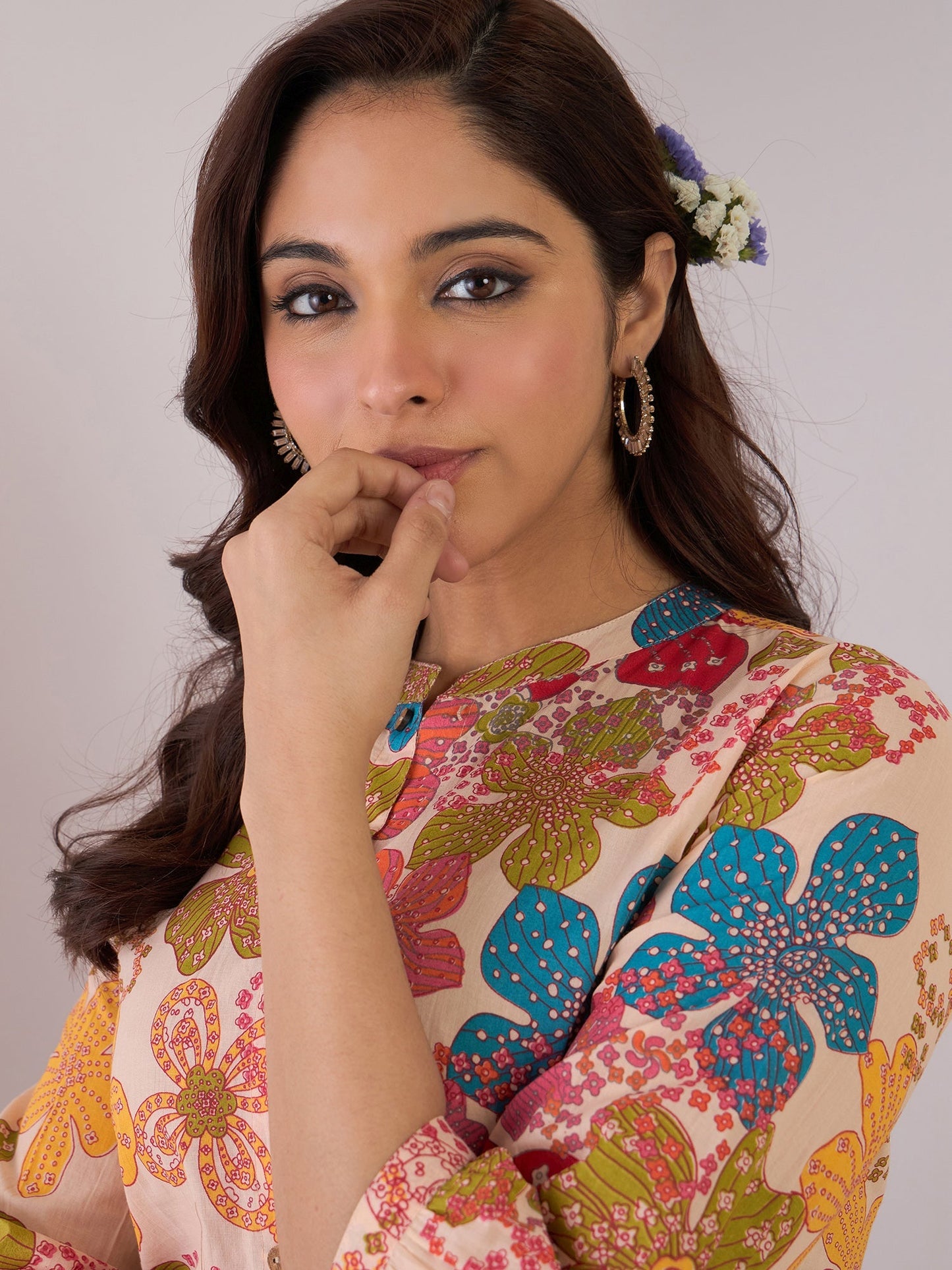 Multi Printed A-Line Kurta Trousers set