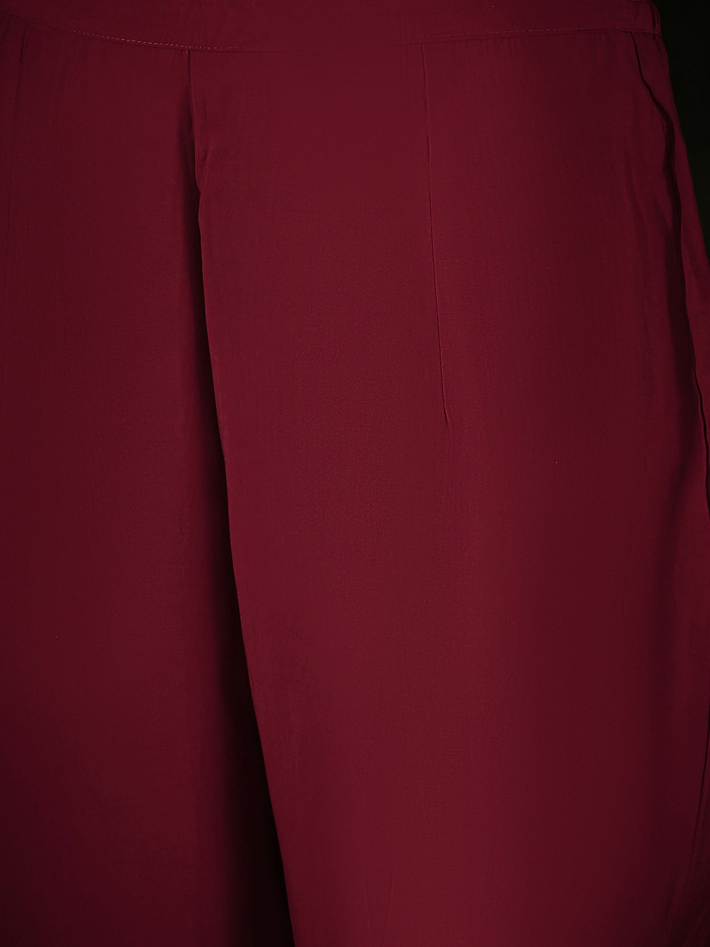 Maroon Embroidered Straight Kurta Trousers With Dupatta Set