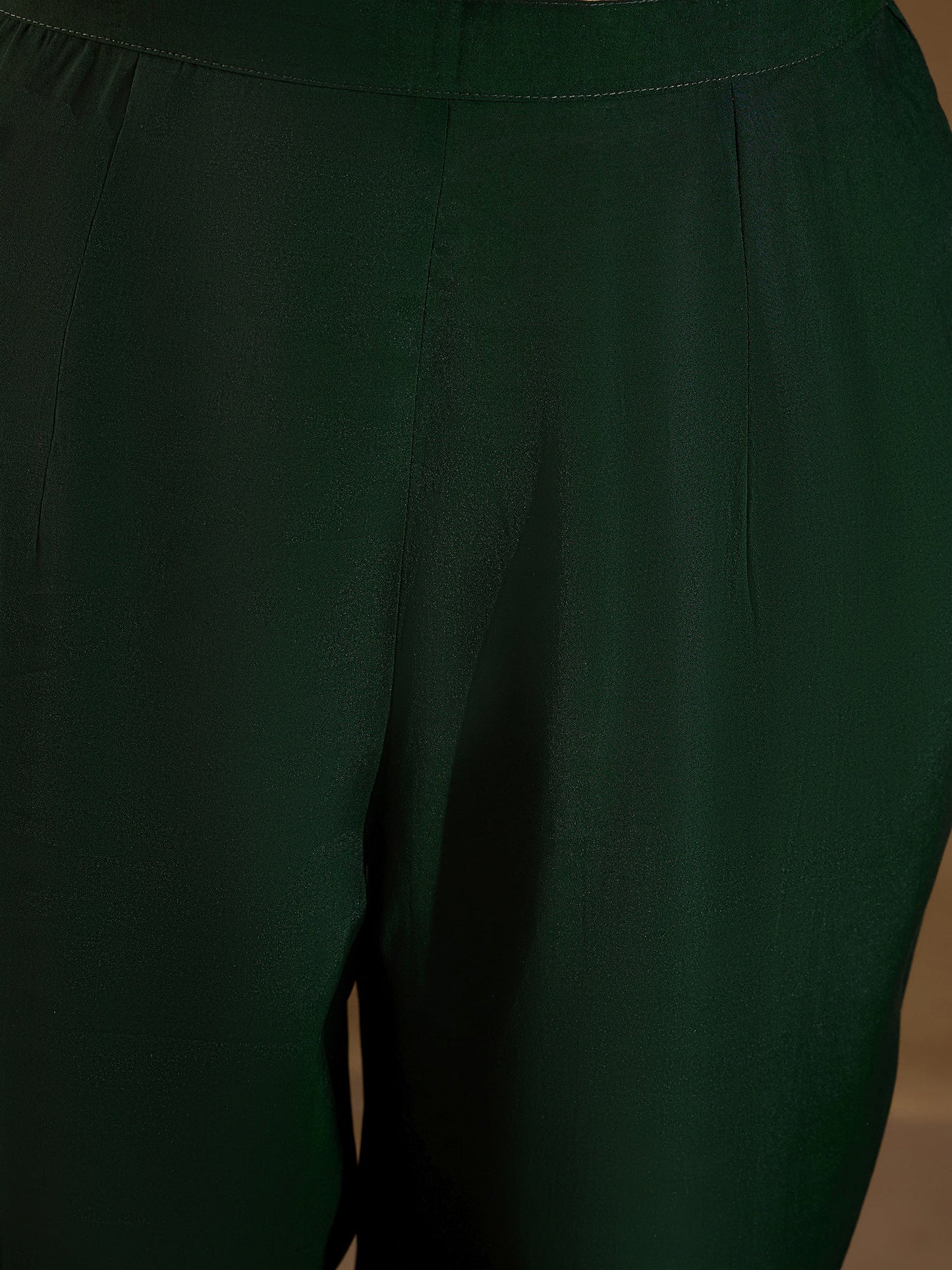 Green Embroidered Straight Kurta Trousers With Dupatta Set