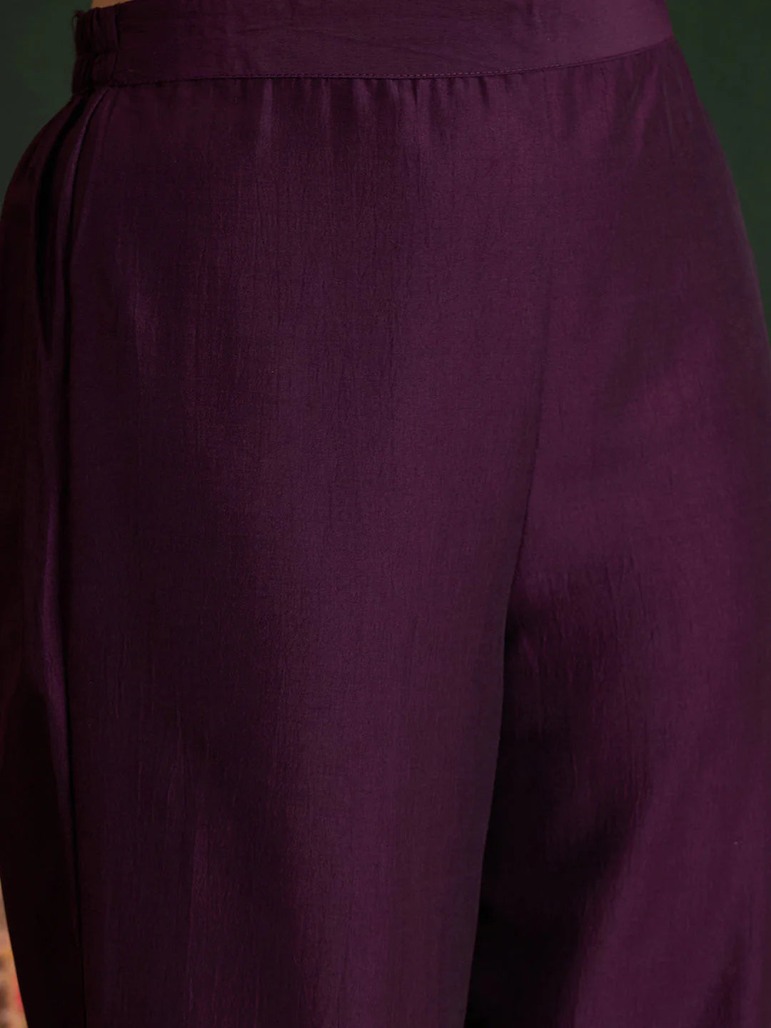 Burgundy Embroidered Straight Kurta Trousers With Dupatta set
