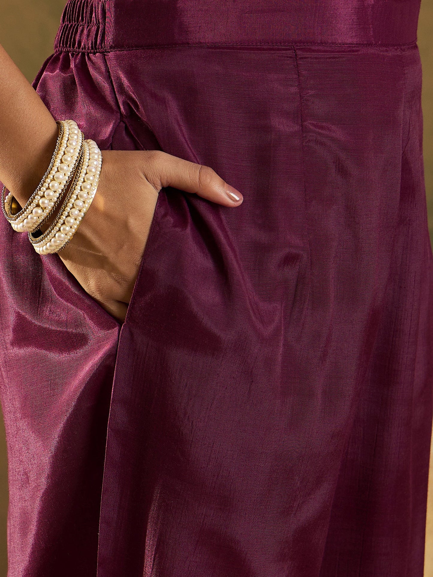 Indo Era Burgandy Straight Embroidered Kurta Trousers With Dupatta Set