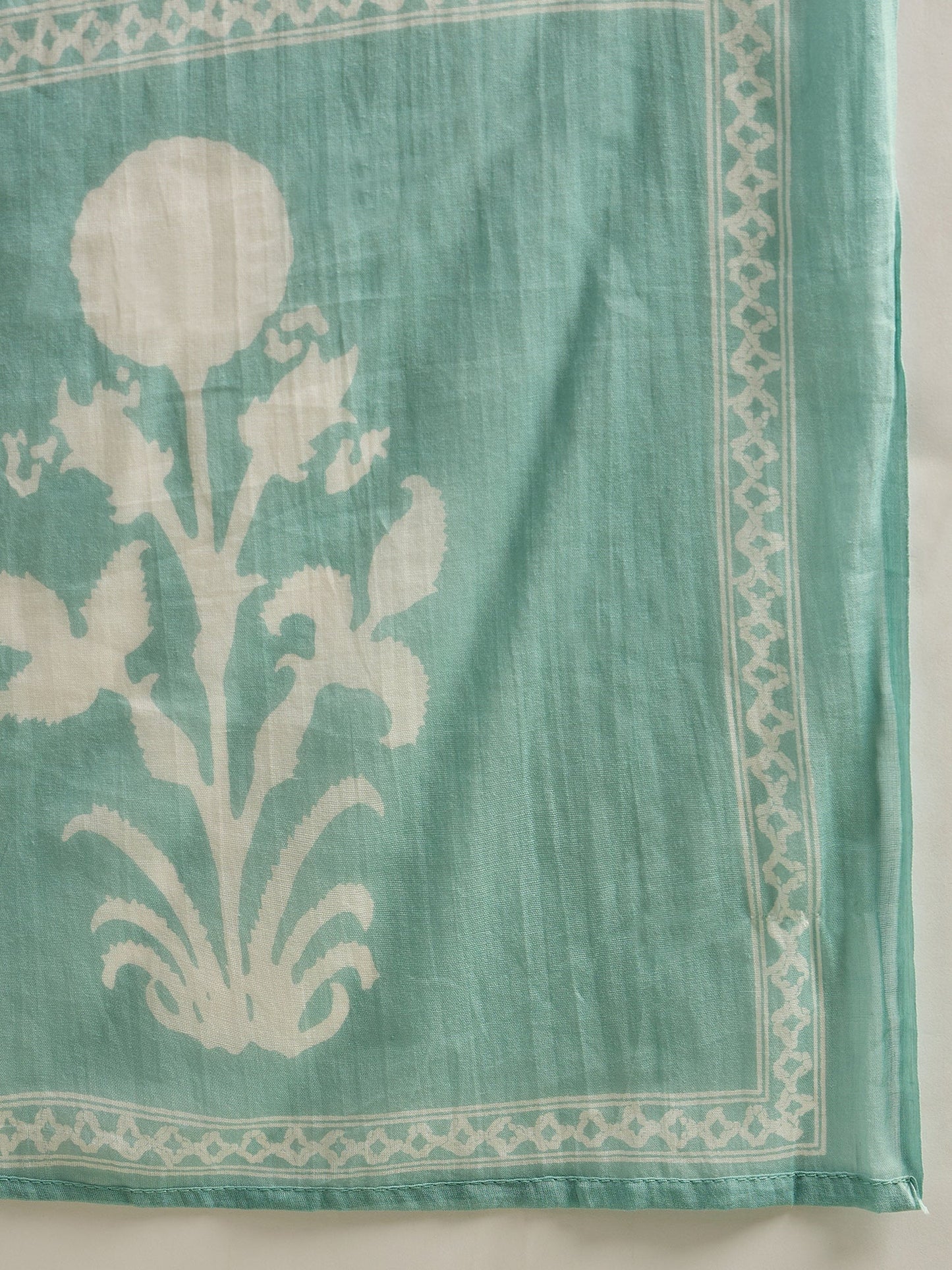 Indo Era Green Printed Straight Kurta Trousers With Dupatta set