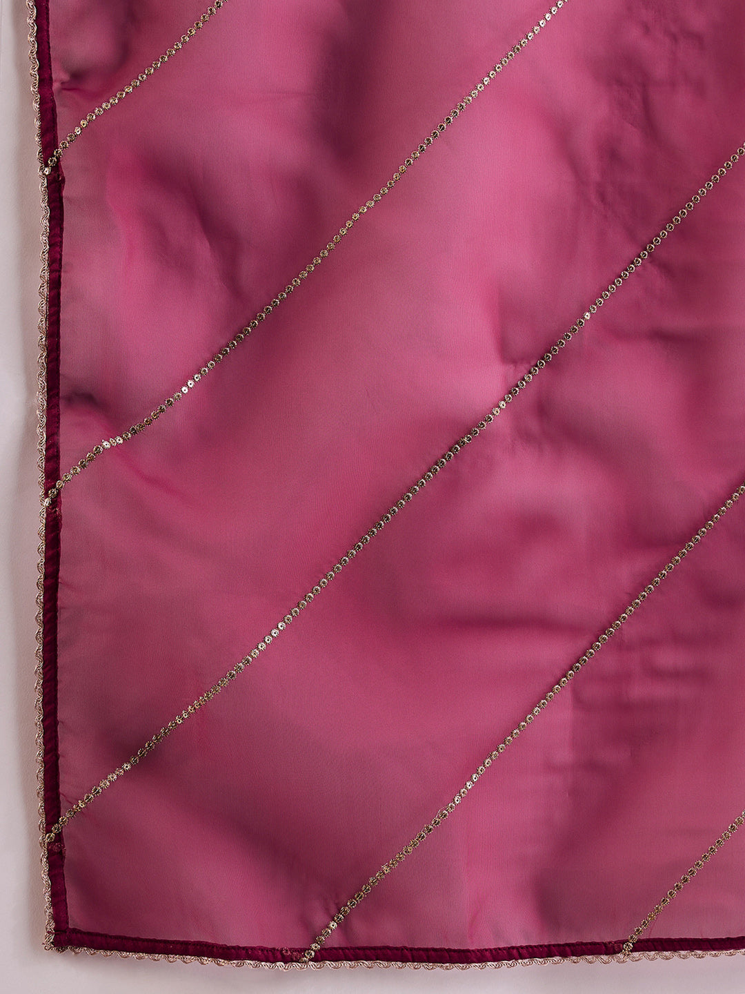 Indo Era Burgundy Embroidered A-Line Kurta Palazzos With Dupatta Set