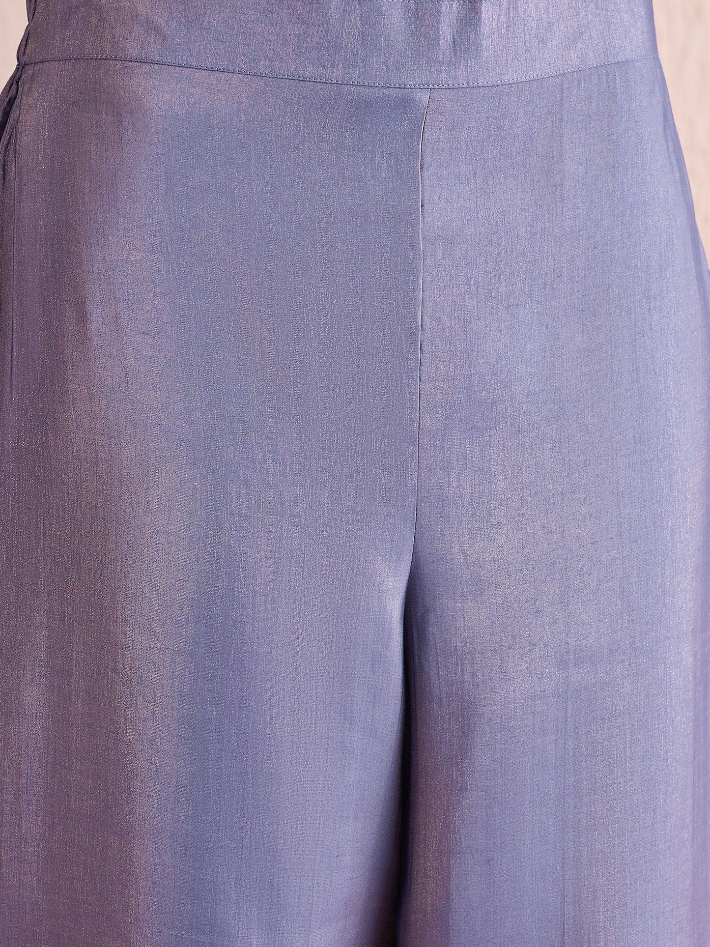 Indo Era Blue Straight Embroidered Kurta Trousers With Dupatta Set