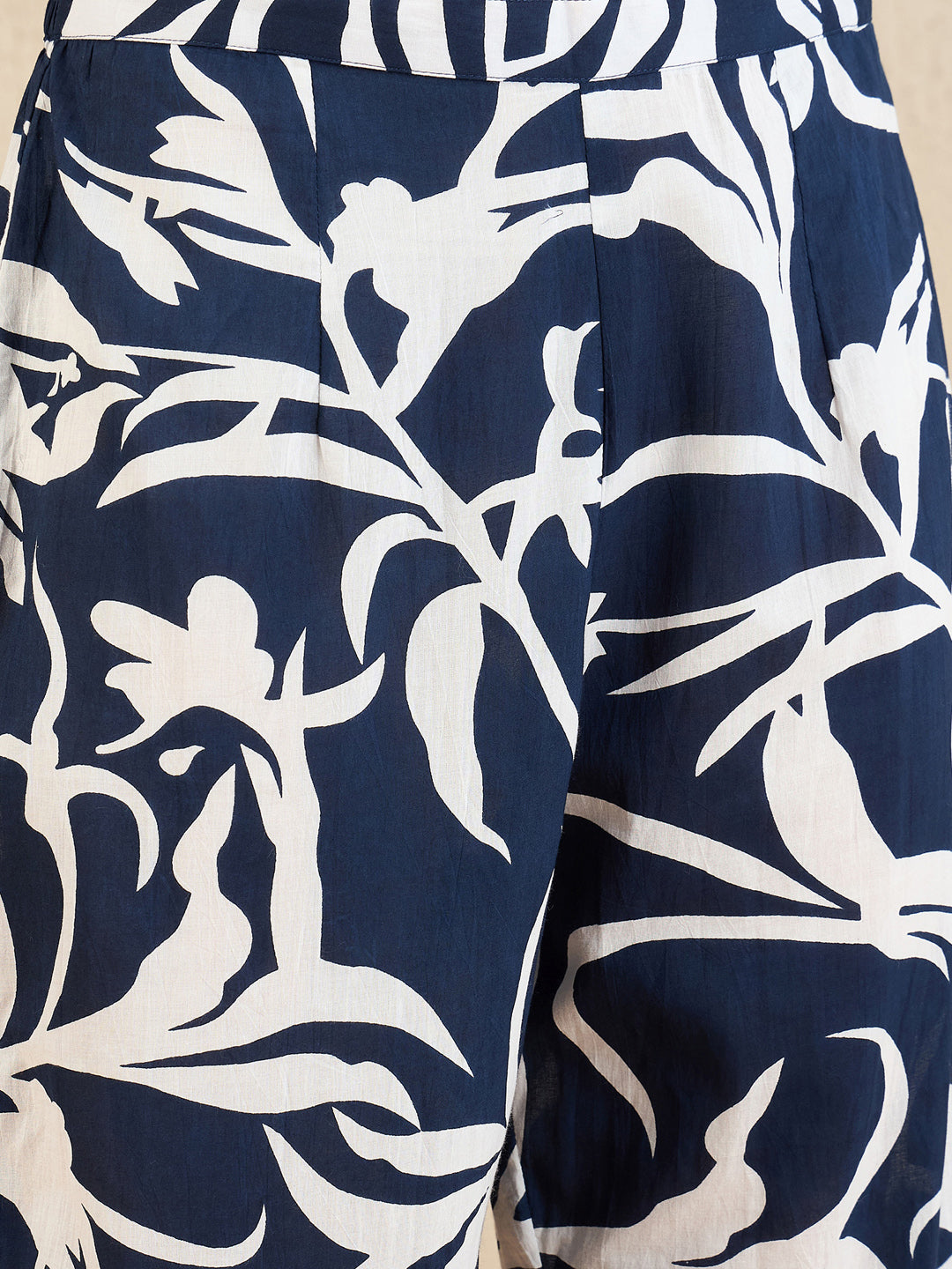Indo Era Blue Printed A-Line Kurta Trousers set