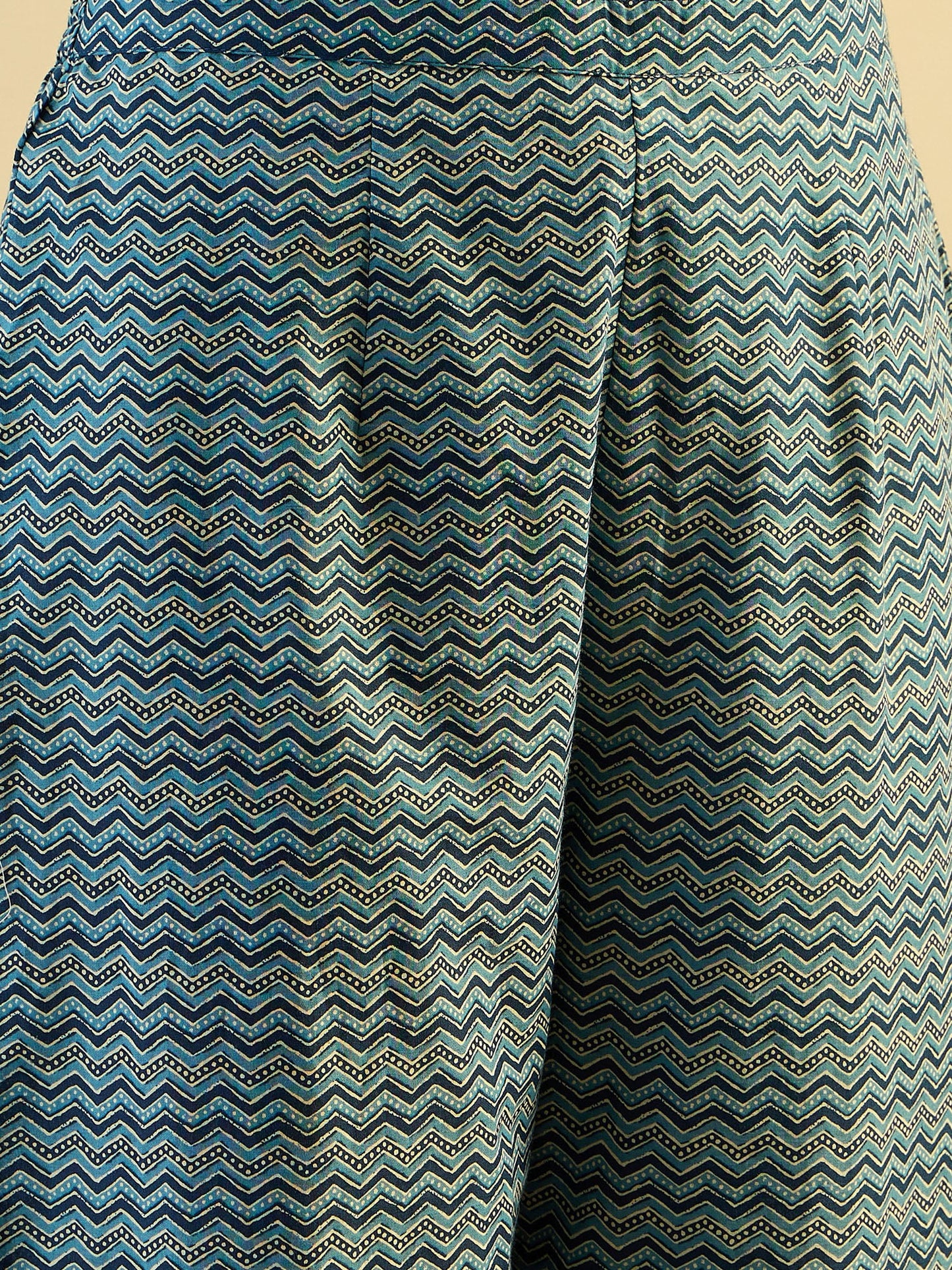 Indo Era Blue Printed Straight Kurta Trousers With Dupatta set