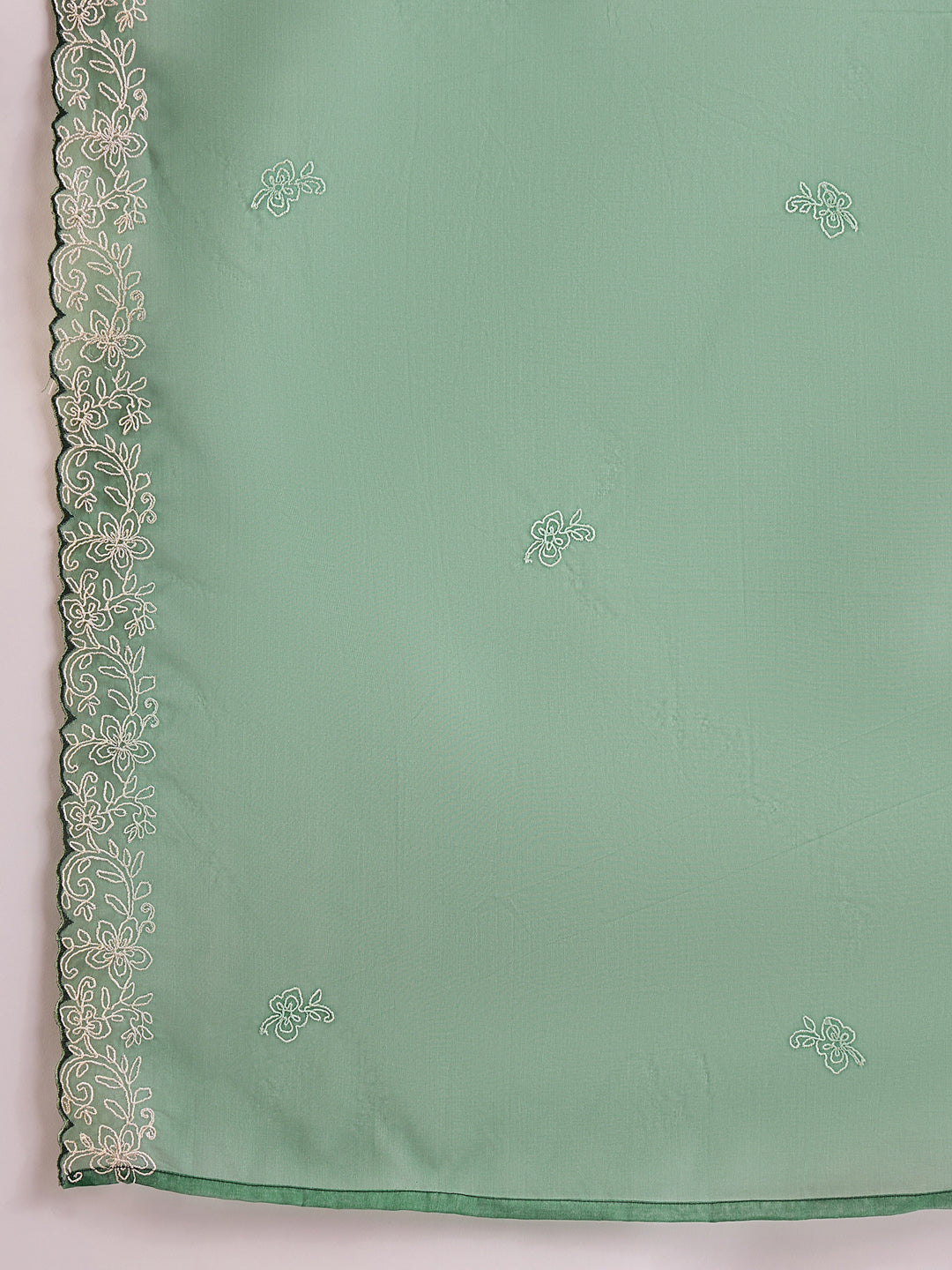Indo Era Green Embroidered Straight Kurta Trousers With Dupatta set