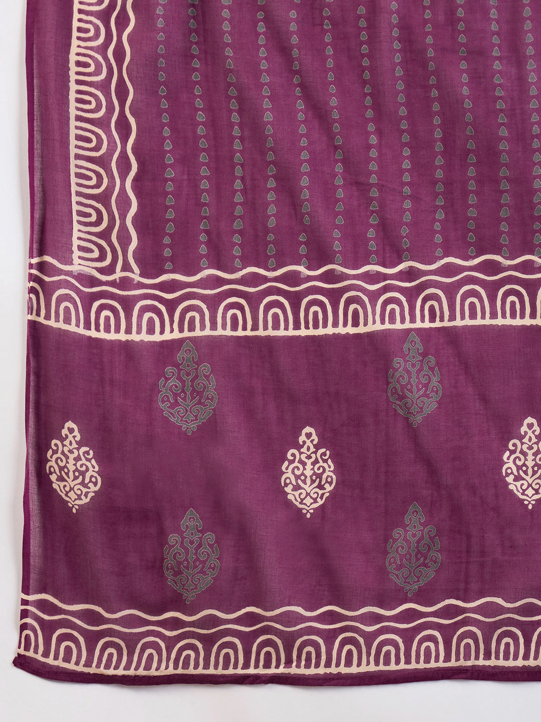 Indo Era Burgundy Printed Straight Kurta Trousers With Dupatta Set