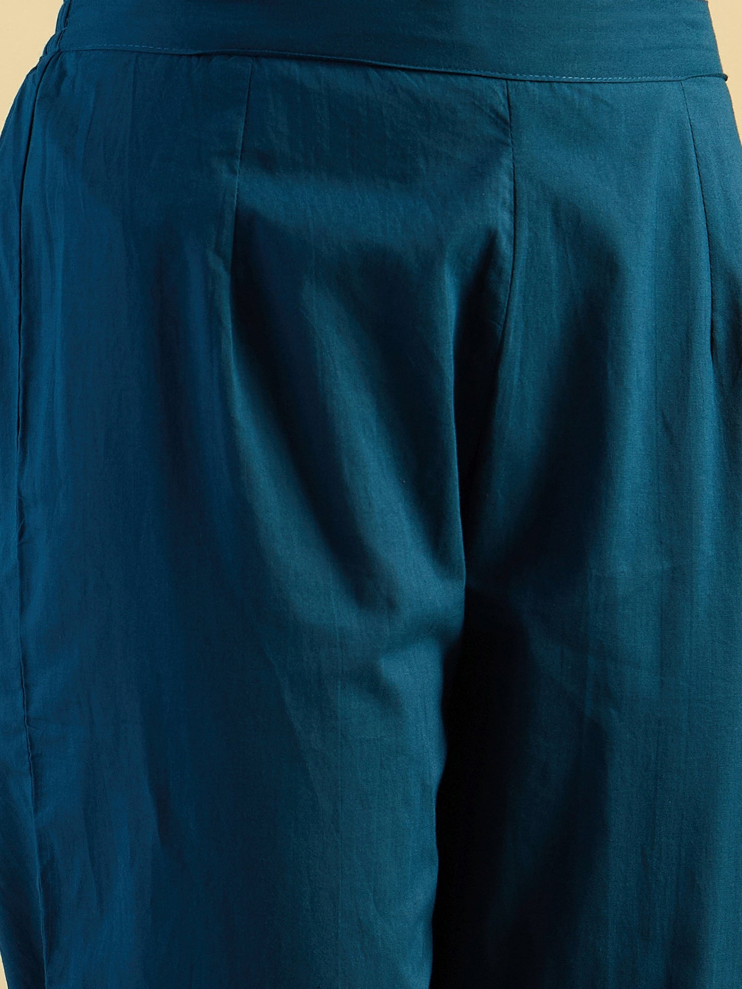 Indo Era Blue Printed Straight Kurta Trousers With Dupatta Set