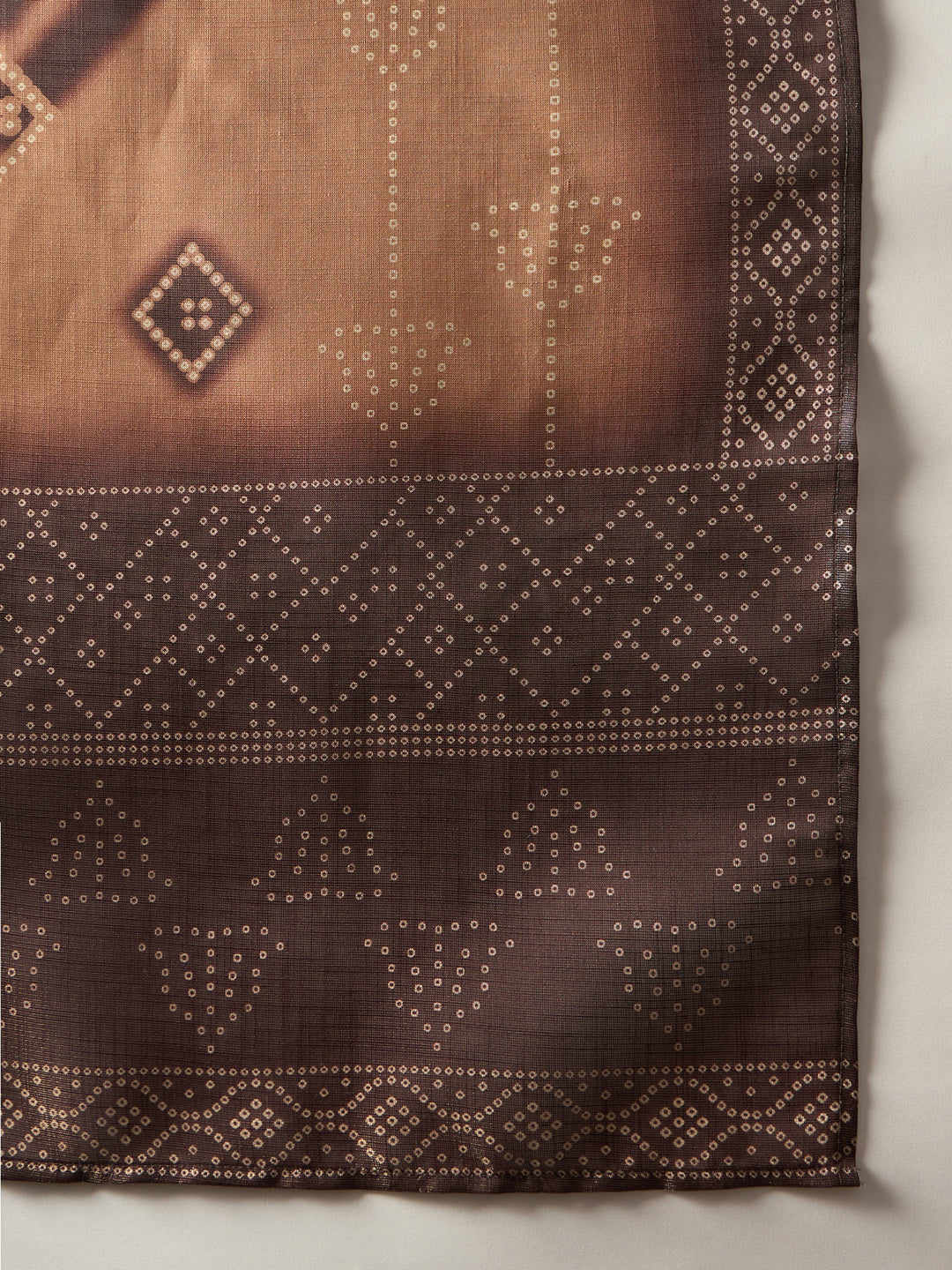 Indo Era Brown Embroidered Straight Kurta Trousers With Dupatta Set