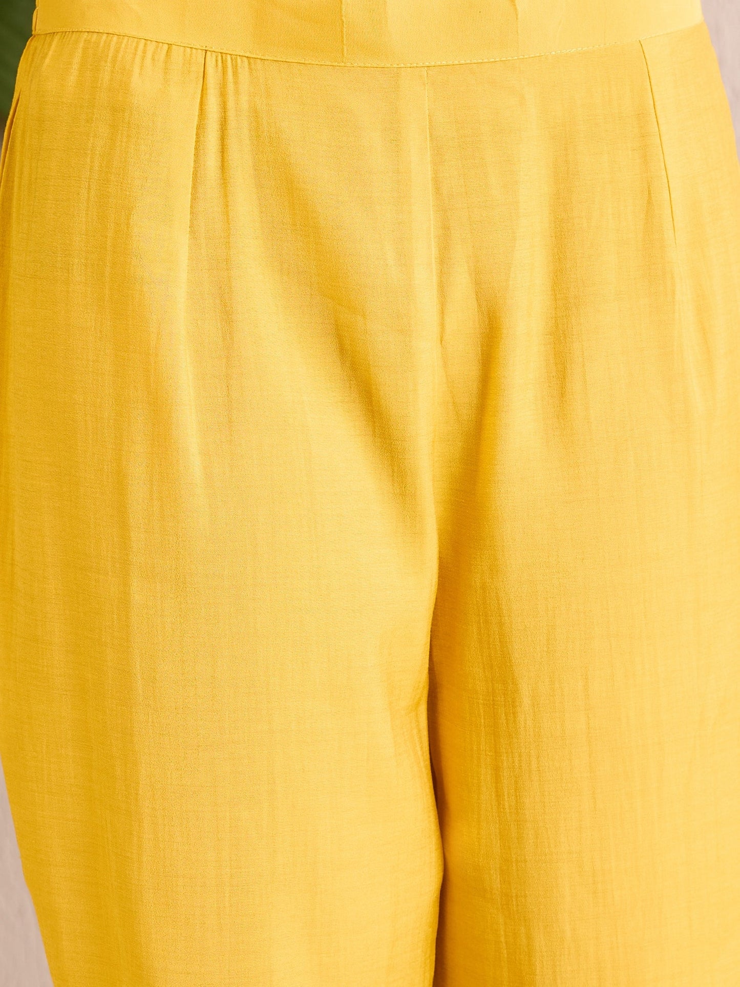 Yellow Embroidered Straight Kurta Trousers With Dupatta set