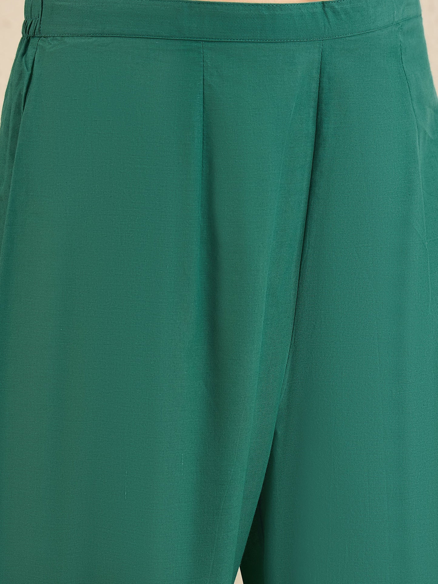 Indo Era Green Embroidered A-Line Kurta Trousers With Dupatta Set